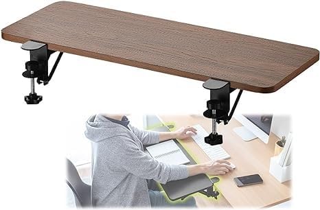 90° Foldable Desk Extender Armrest Shelf, Extended Desktop and Space Saver, Clamp-On Keyboard Drawer Tray, with K-Bracket, Ergonomic Computer Elbow Arm Support Relieve FA,G-75x25cm