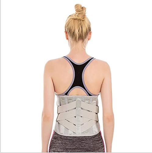 Posture Corrector 4 Steel Plate Support Bar Belt Orthopedic Posture Corrector Brace Waist Trimmer Belt Lower Back Lumbar Support Belt Back Bracex,Grey-L