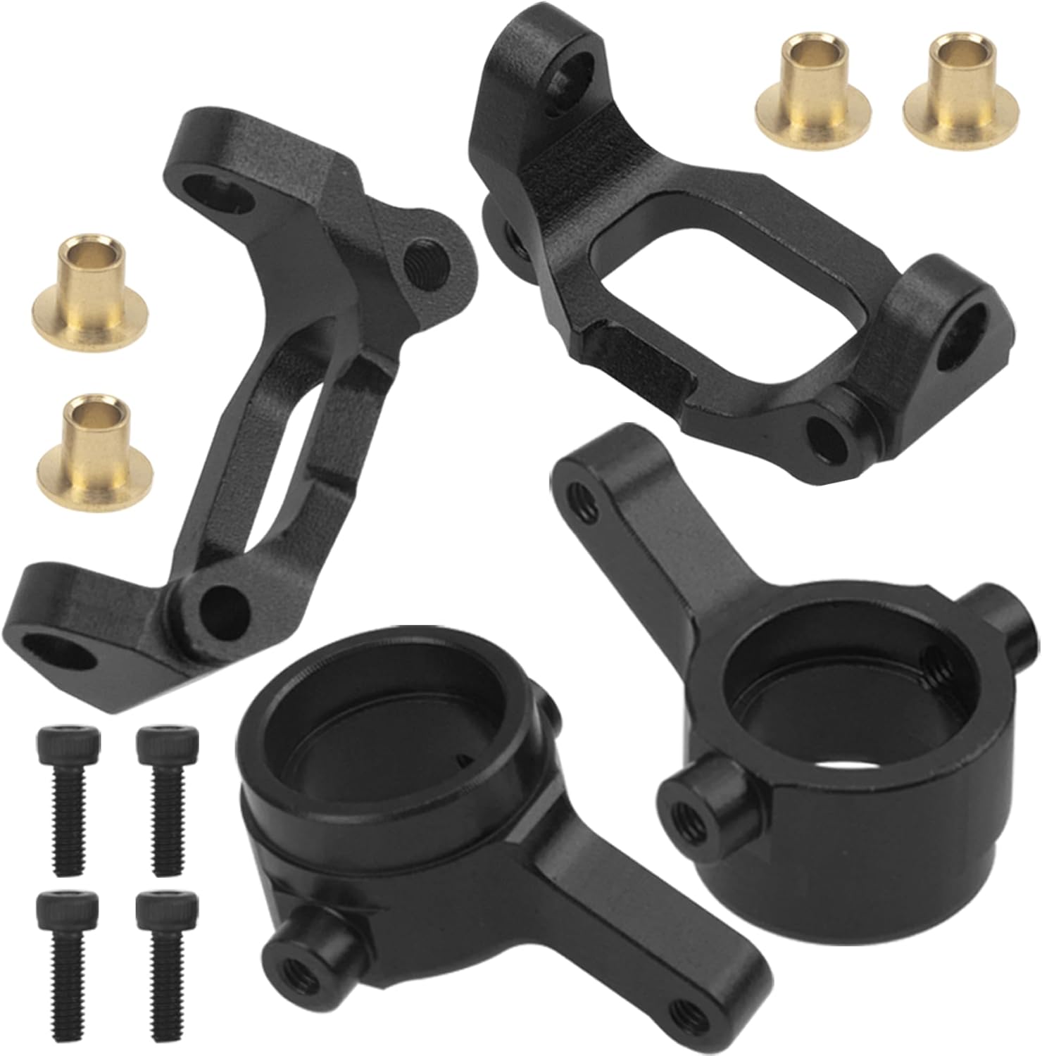 Metal C-Hubs, Front Control Arms & Rear Lower Arms & Rear Axle Support A Frame & Steering Knuckles Compatible with 1/18 Axial Yeti Jr RTR RC Car Upgrade Part (Black)