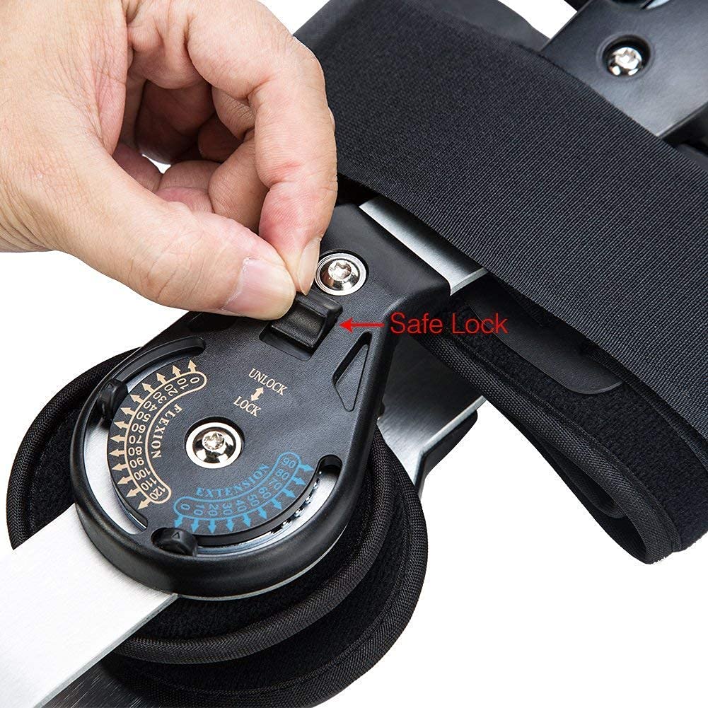 Hinged Adjustable Knee Brace Support Injury Orthosis, Knee Immobilizer For Acl Mcl And Pcl Orthopedic Rehab, Meniscus Tear, Post Op Recovery Stabilize Support(