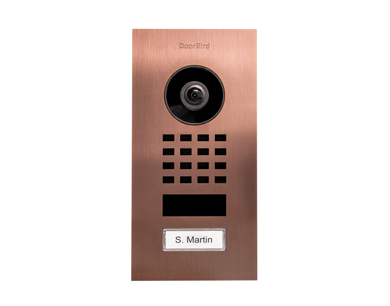 DoorBird D1101V Flush-Mount IP Video Intercom, 1 Call Button in Bronze