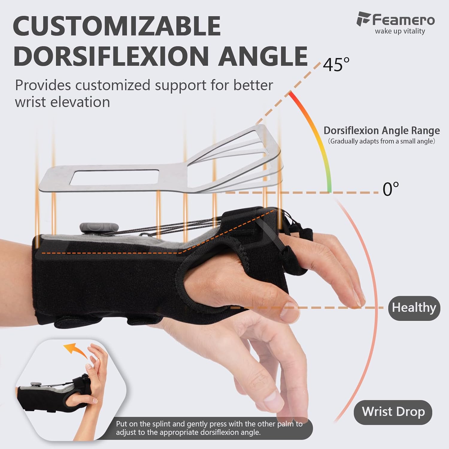 Radial Nerve Palsy Splint with Knob, Adjustable Dynamic Wrist Drop Brace for Finger Extension, Saturday Night Palsy, Crutch Palsy, MCP Arthroplasty, and Stroke Recovery (Right, L/XL)