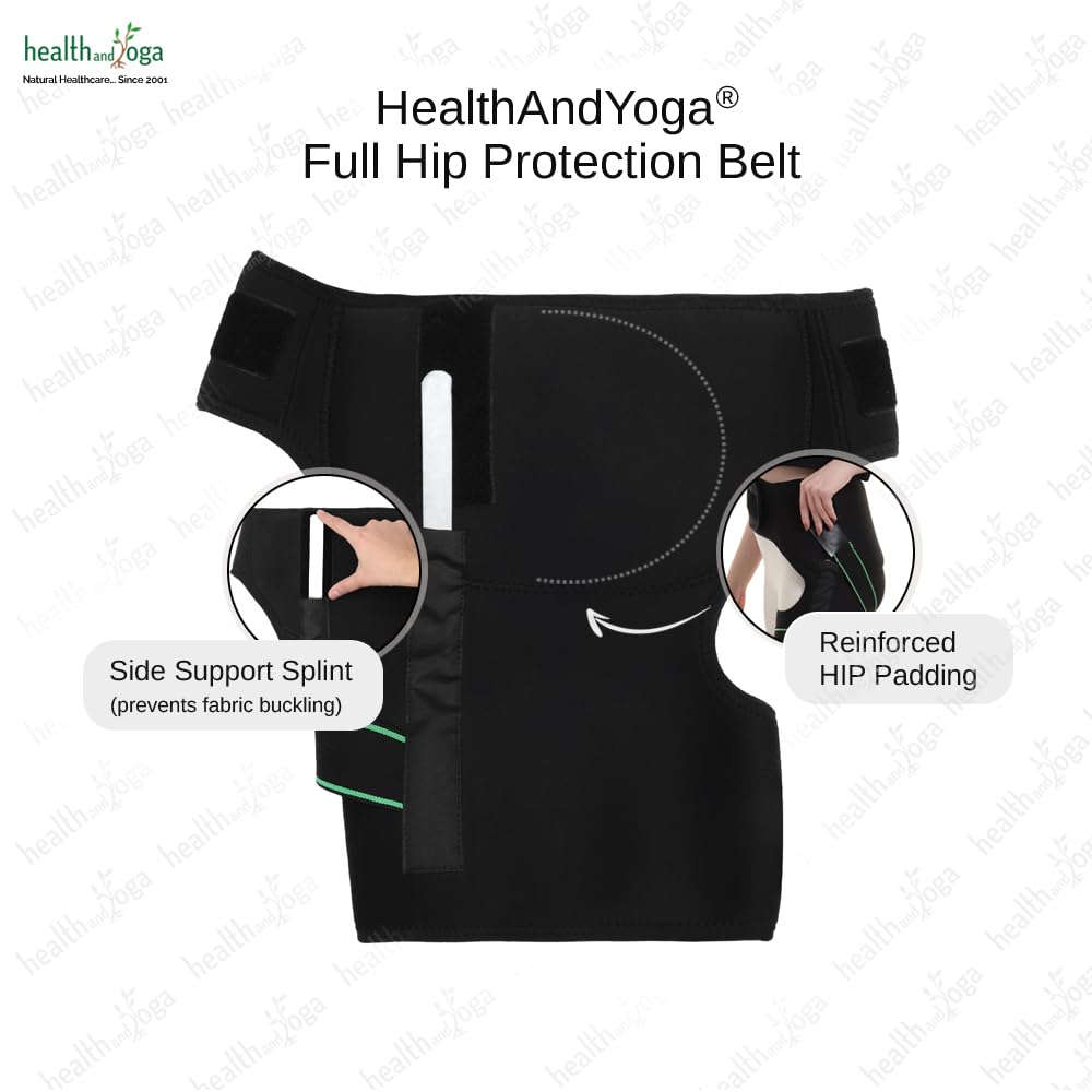 HealthAndYoga™ Extra Padded Hip Protection Belt-Pioneering Design Binder Support Brace to Reduce Falls, Hip Fracture, Injury-Rehab Aid for Post-Surgery Recovery-Free Size, Unisex (Both Sides)