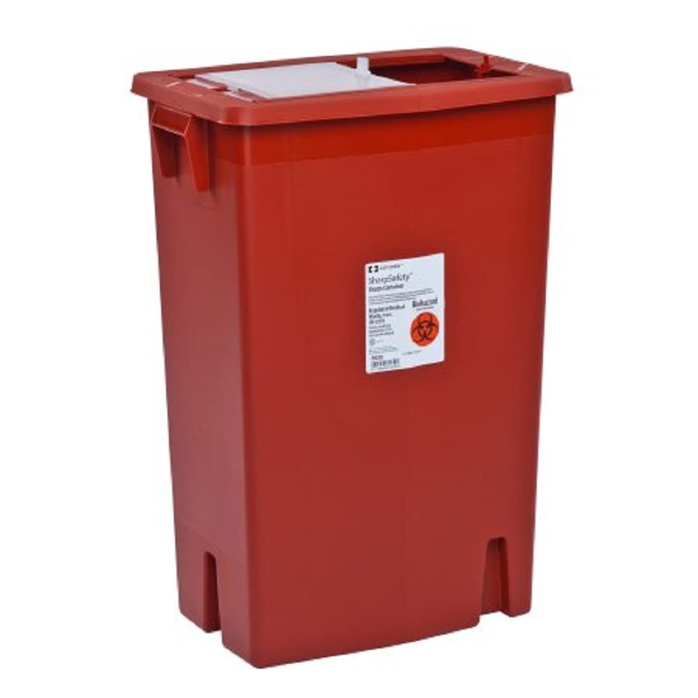 Covidien 8935 SharpSafety Sharps Container Slide Lid, 12 gal Capacity, Red (Pack of 10)