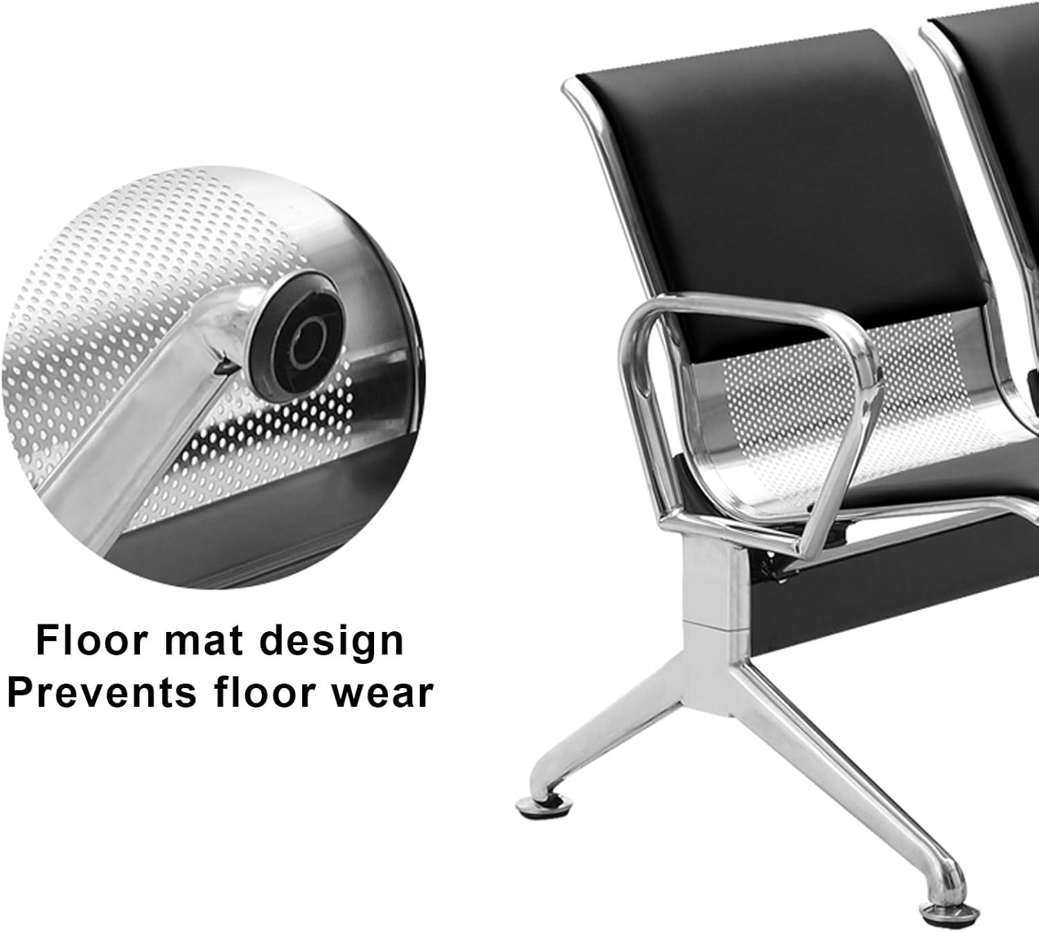 3Seat Waiting Room Bench with Armsleather Reception Chairs Stylish Office Furniture for Hospitals Salons and Barber Shopsblack Seating Solution (Yellow)