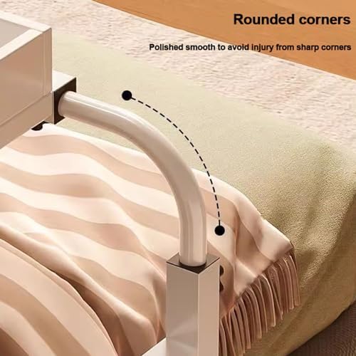 Over Bed Desk Height Adjustable 65-95cm，Overbed Table Computer Desk with Desktop Baffle Food Tray Desk Rolling Medical Table Portable Desk with Castor Wheels(Color:Wood)