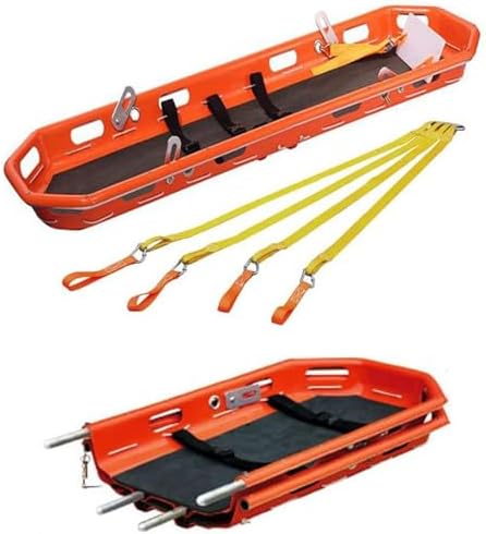 Heavy Duty Rescue Stretcher, 595Lbs Load Capacity, Detachable Lightweight Stainless Steel Basket, Safety Restraints for Professional Wilderness Emergency Use