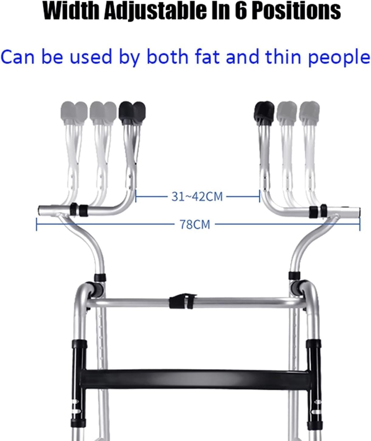 Folding Lightweight Aluminium Aluminum Alloy Walker with Toilet Barrel and with Armpit Support Walking Frame with 4 Wheels Height Adjustable Assisted Walker
