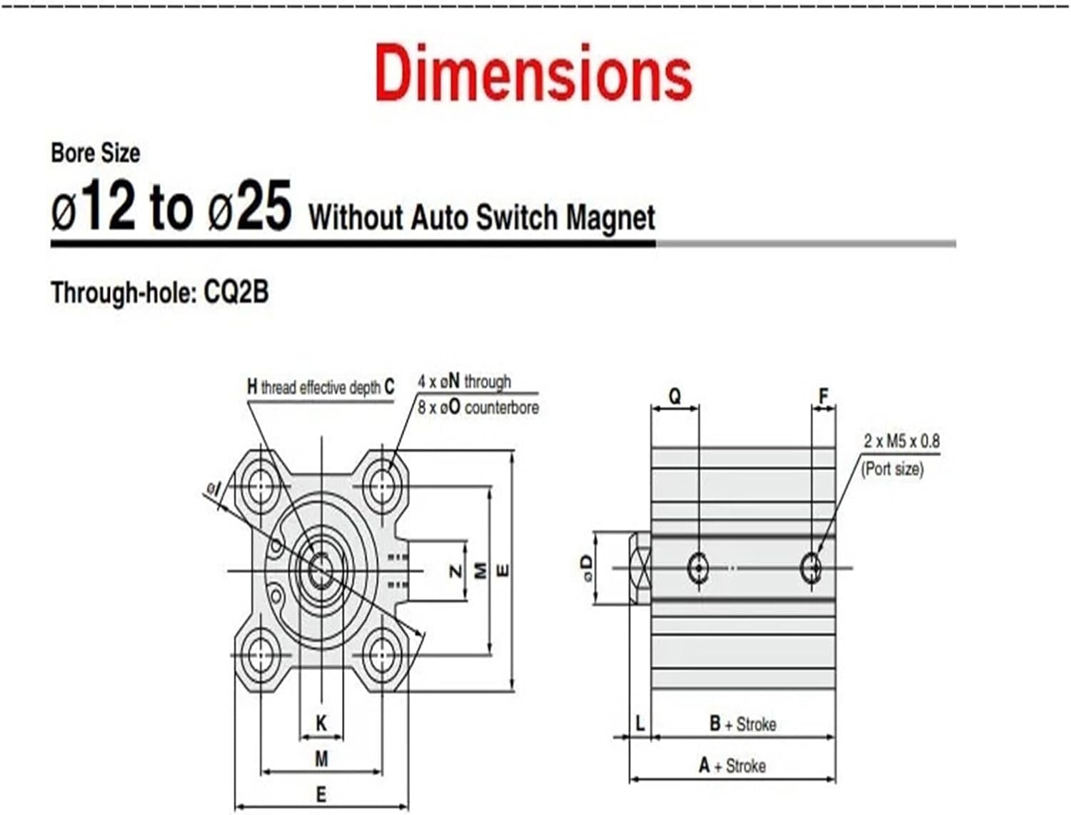 CQ2 Series CDQ2B100 CQ2B100 Double Acting Thin Compact Cylinder with Magnetic(Stroke 5mm,CDQ2B100)