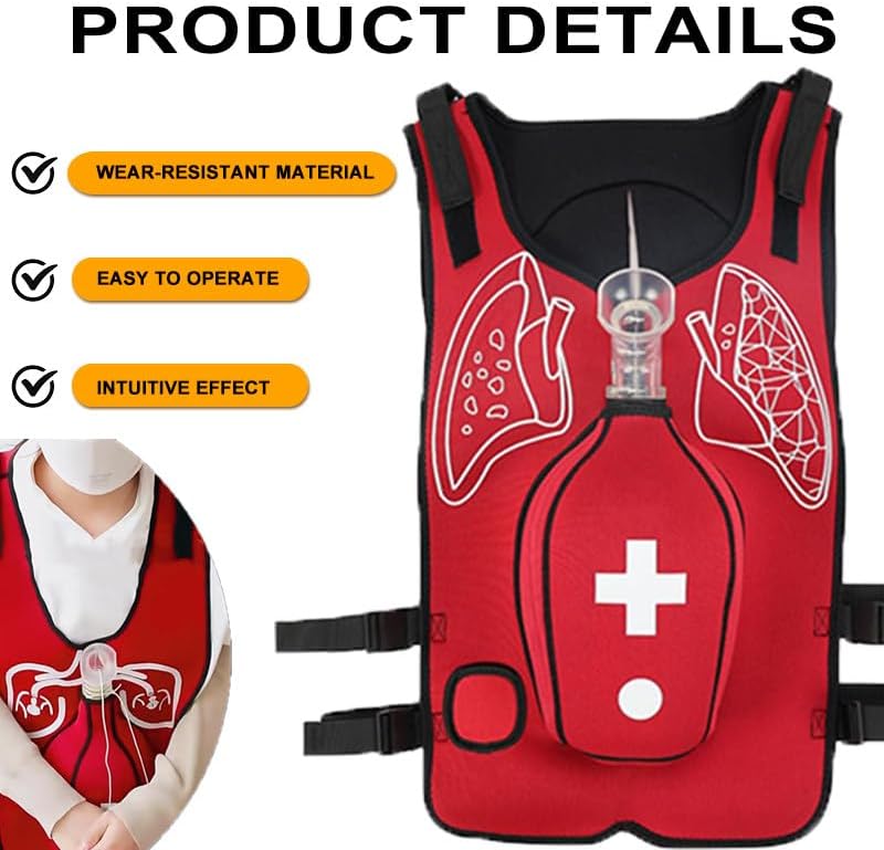Anti Choking Obstruction Trainer Vest, Airway Obstruction Simulation Training Wearing Vest, Adjustable Shoulder Straps and Waist Belt, for Nurse Blue