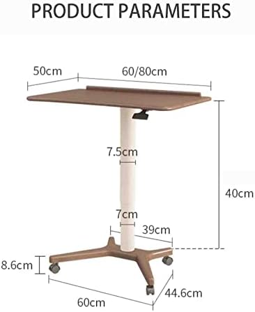 Overbed Table with Wheels,Solid Wood Lifting Desk Study Table Home Workbench Bedside Movable Table,Hospital and Home Medical Use (a L 80 CM)