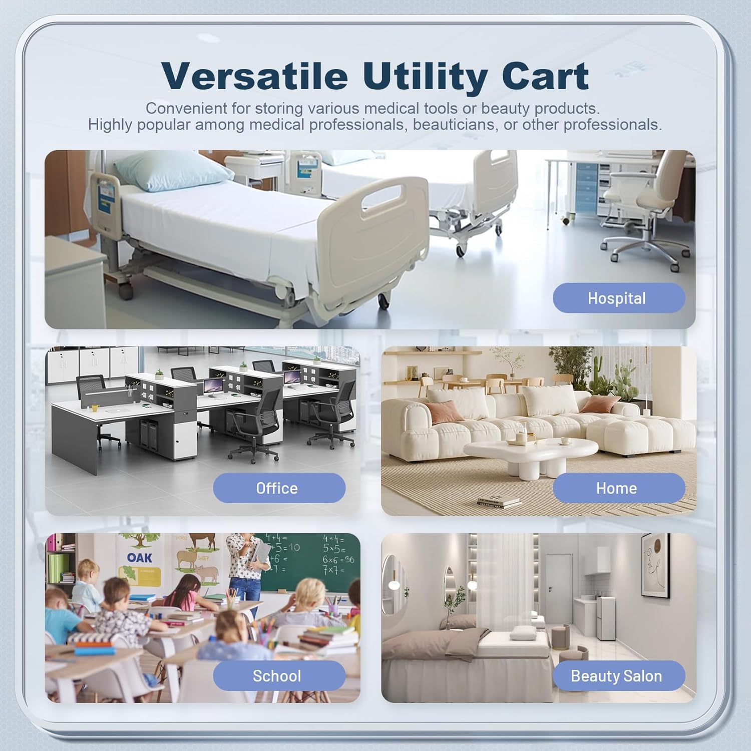 5 Drawers Mobile Medical Bedside Cart with 4 Wheels and Lock, Dental Assistant's Mobile Cabinet, Professional File Beauty Storage Utility Cart, for Hospital Office Bedroom Clinic