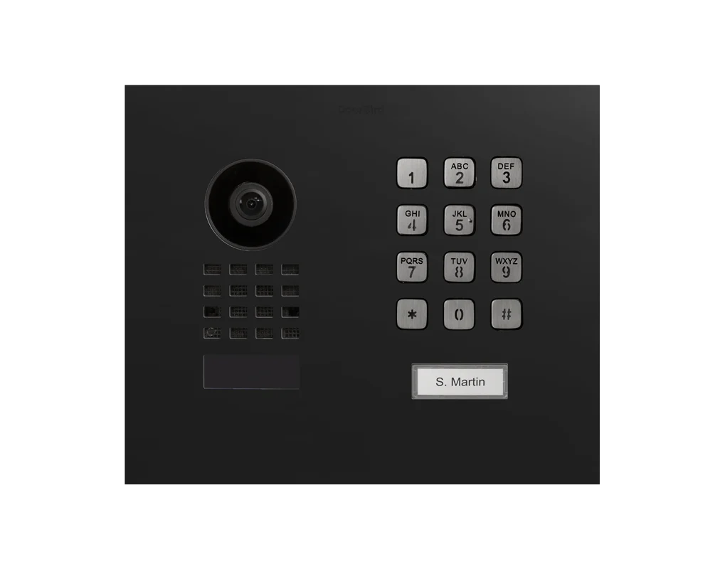 DoorBird D1101KH Modern Flush-Mount IP Video Door Station, 1 Call Button in Graphite Black