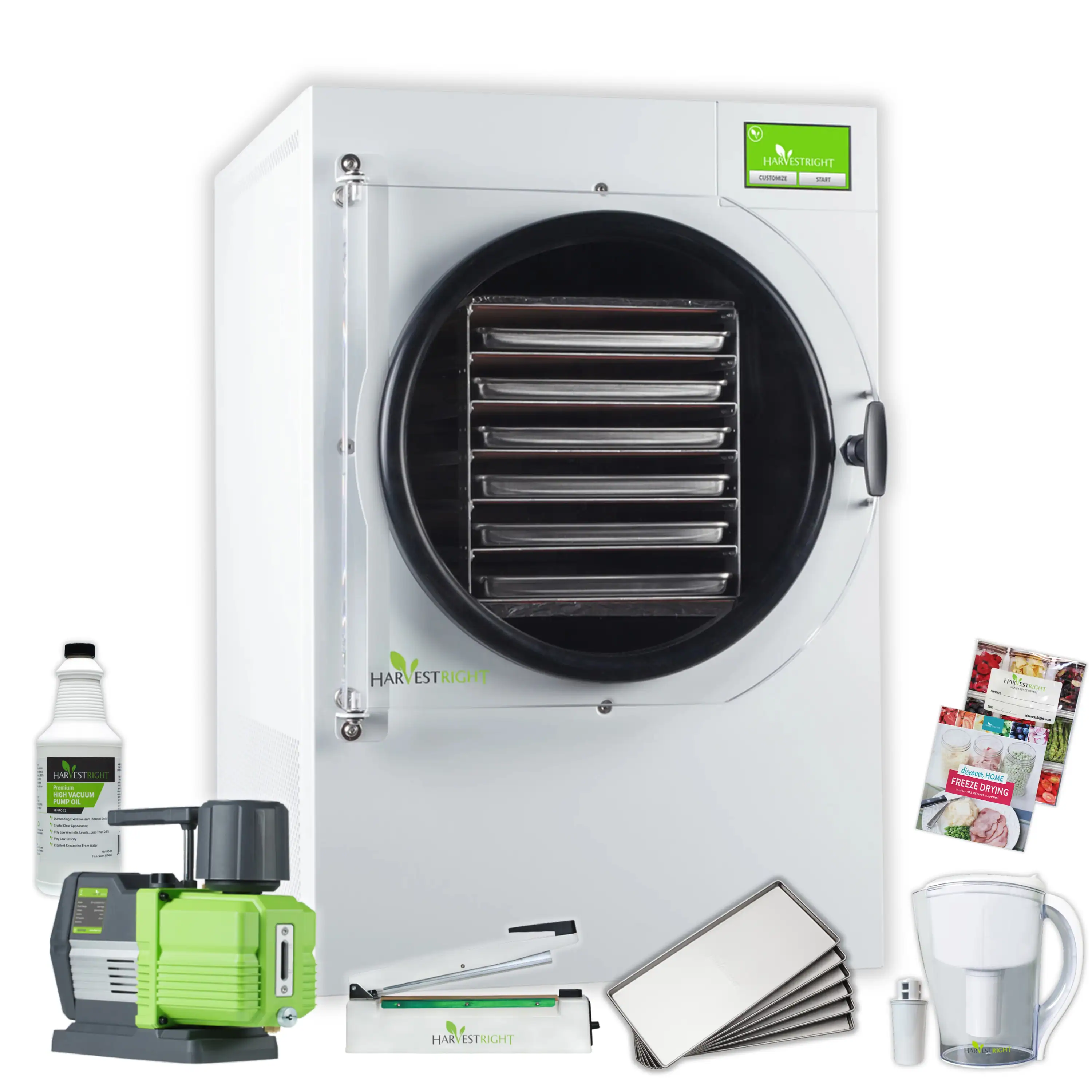 Harvest Right Home Freeze Dyer with Premier Vacuum Pump, 6 Tray & Mylar Starter Kit in White, Large (N-HRFDLWH-PP)