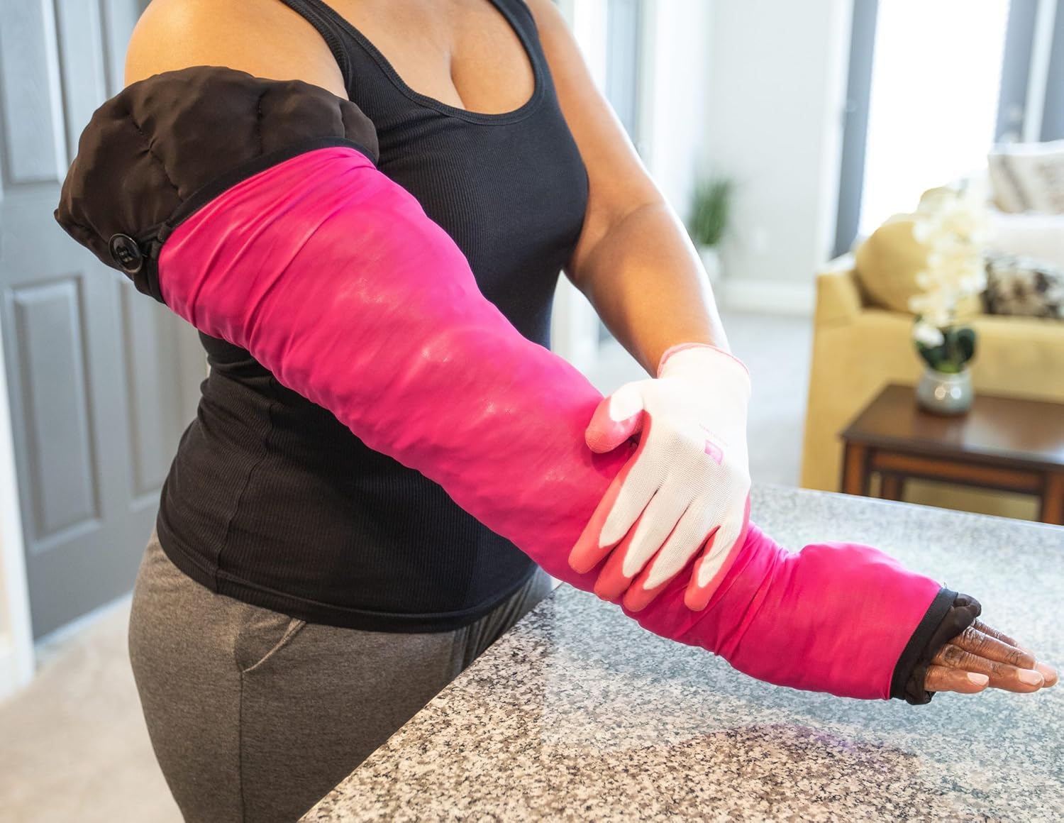Circaid Profile Foam Lymphedema Arm Sleeve with Hand Piece for Comfortable Lymphedema Management, Magenta, Standard, VIII