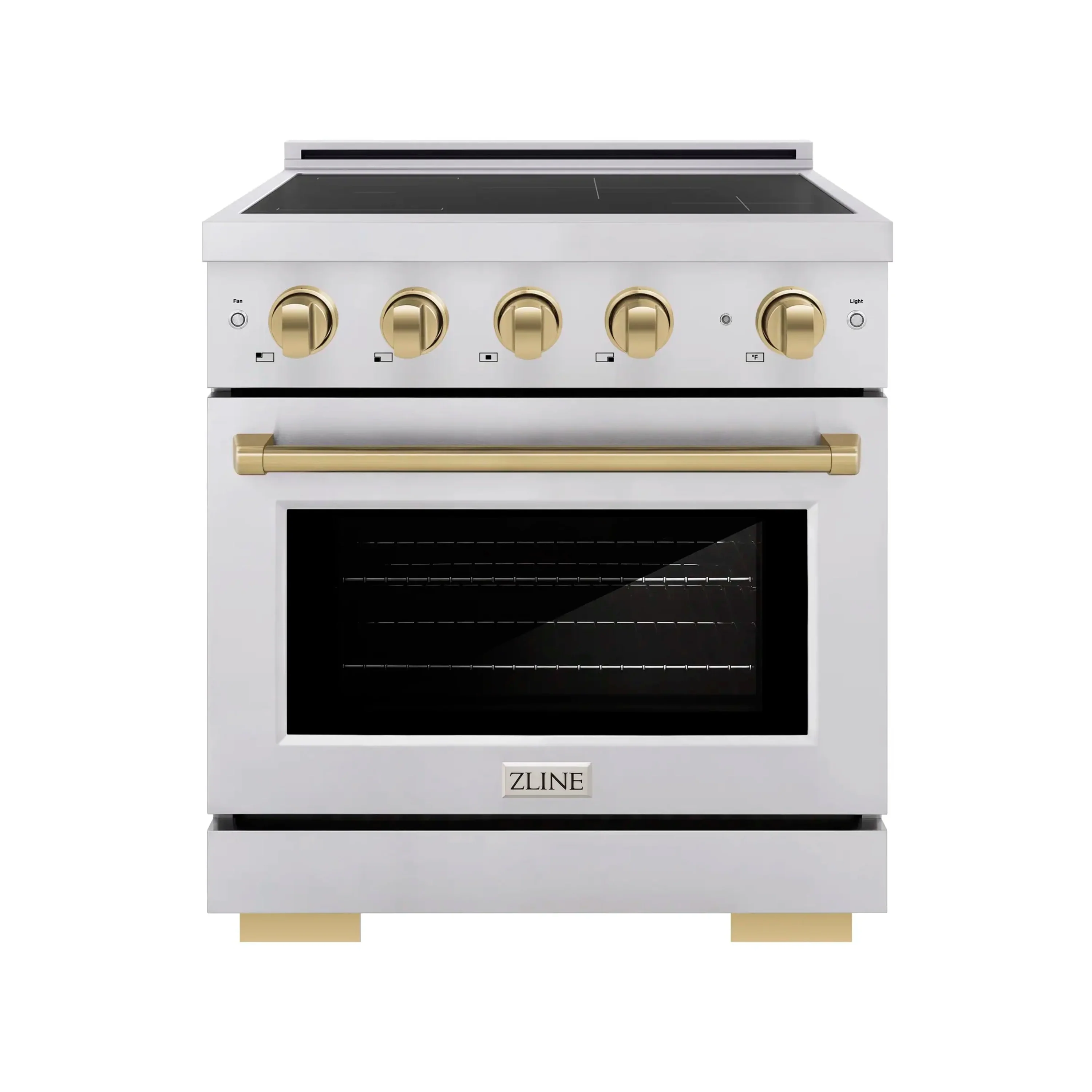 ZLINE 30-Inch, 4.2 Cu. Ft. Paramount Induction Range with 4 Element Cooktop and Electric Convection Oven in Stainless Steel with Champagne Bronze Accents (SINRZ-30-CB)