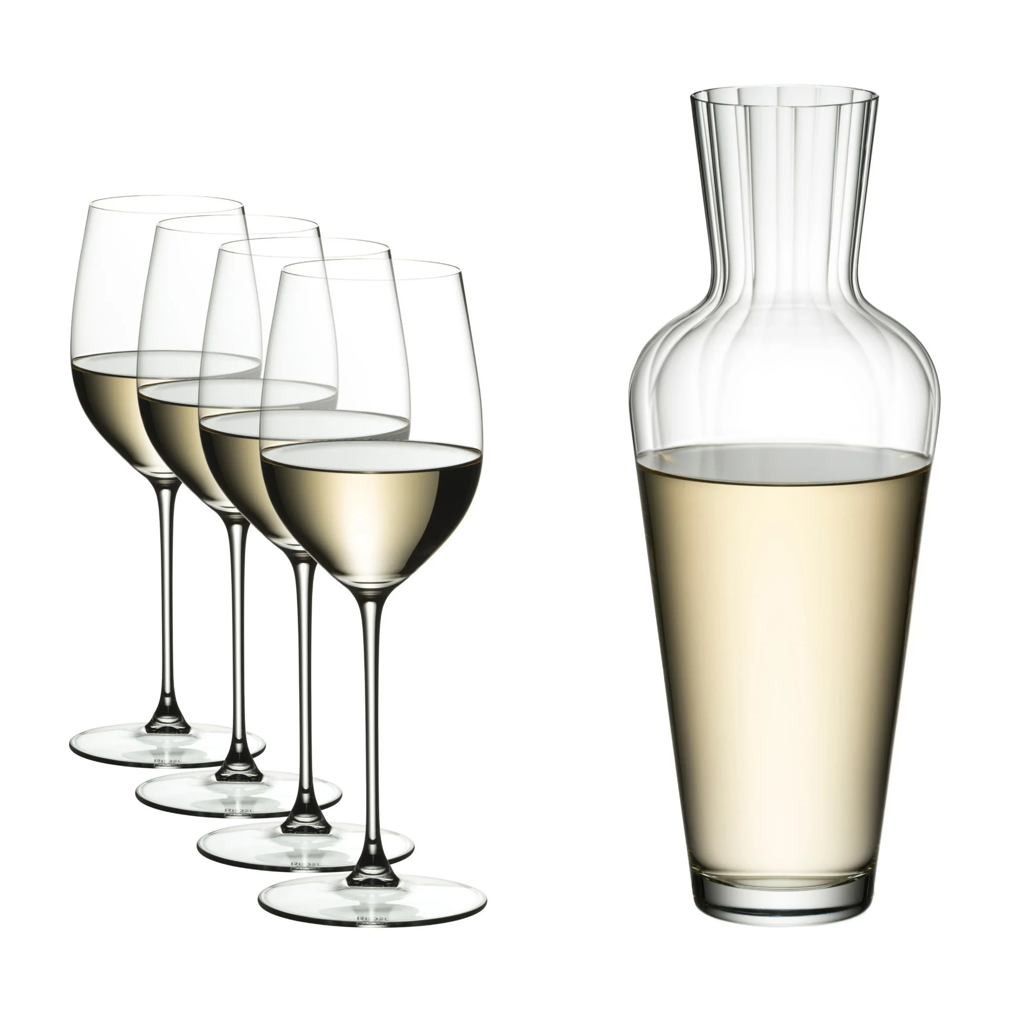 RIEDEL Veritas Riesling and Zinfandel 4 Pack Clear Glass with Mosel Decanter