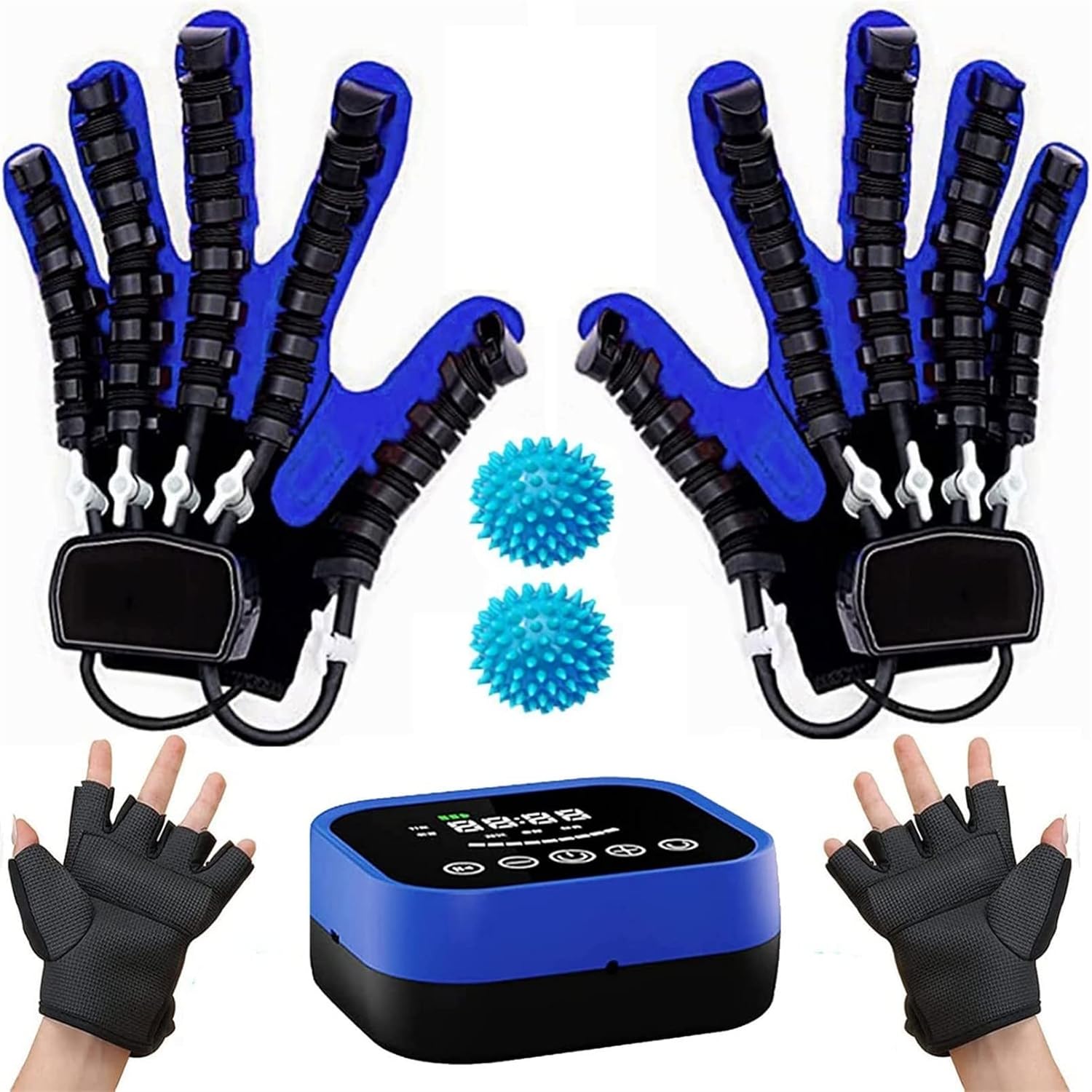 Rehabilitation Robot Gloves Both Hand, 2nd Generation Upgrade Rehabilitation Robot Gloves Both Hand, for Patients with Hand Dysfunct(Size:XXL Code,Color:Left+Right)
