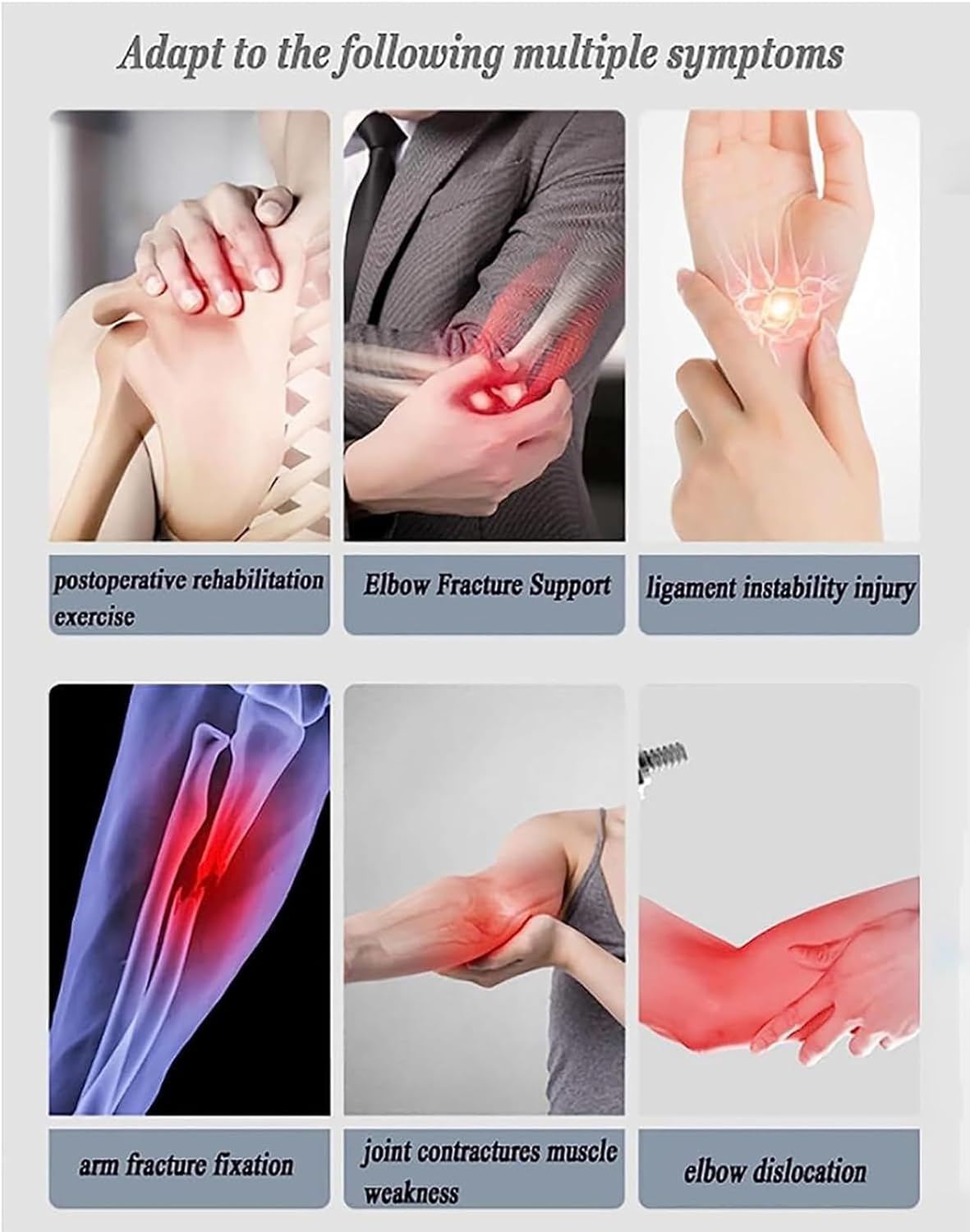 Adjustable Elbow Immobilization Brace Rehabilitation Equipment Arm Fracture Correction Brace for Elbow Injuries Ligament Injuries Fractures Arthritis