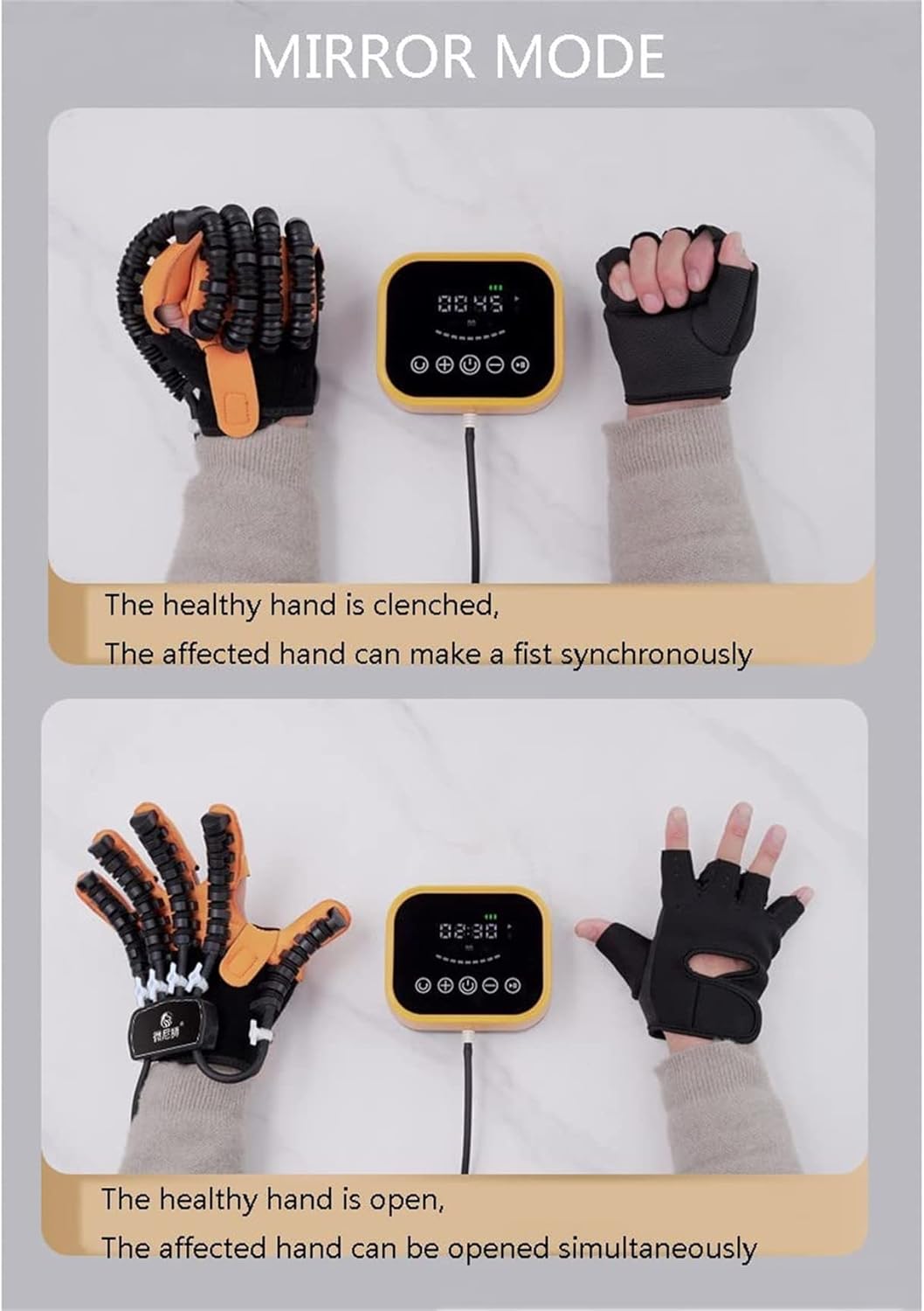 Both Hand Finger Rehabilitation Trainer Robot Gloves, Stroke Recovery Equipment, for Exercises Patients with Hand Dysfunct(Size:M Code,Color:Left+Right)
