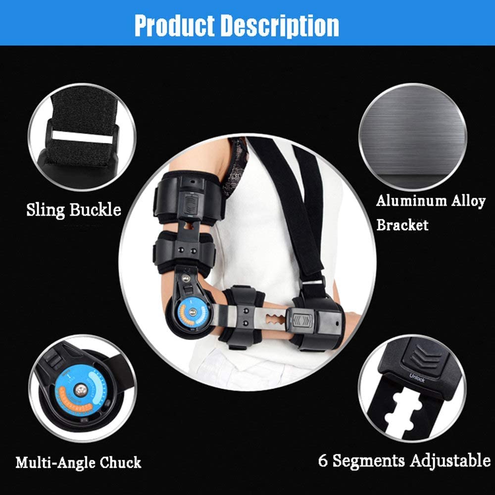 Hinged Elbow Brace With Strap Post OP Elbow Brace Stabilizer Splint Arm Orthosis Injury Recovery Support Elbow Immobilizer,Right