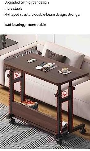 Overbed Table with Wheels, Adjustable Bedside Movable Table, Multifunctional Computer Desk for Hospital and Home Use(80 * 40cm)