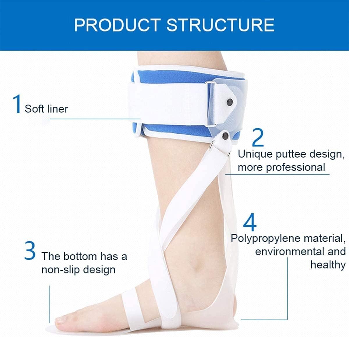 Foot Drop orthosis Ankle Foot Drop Posture Correction Brace Splint Leaf Spring Used for Leg Support Rehabilitation and Posture Correction After an Ankle Injury (Color : Left, Size : M)