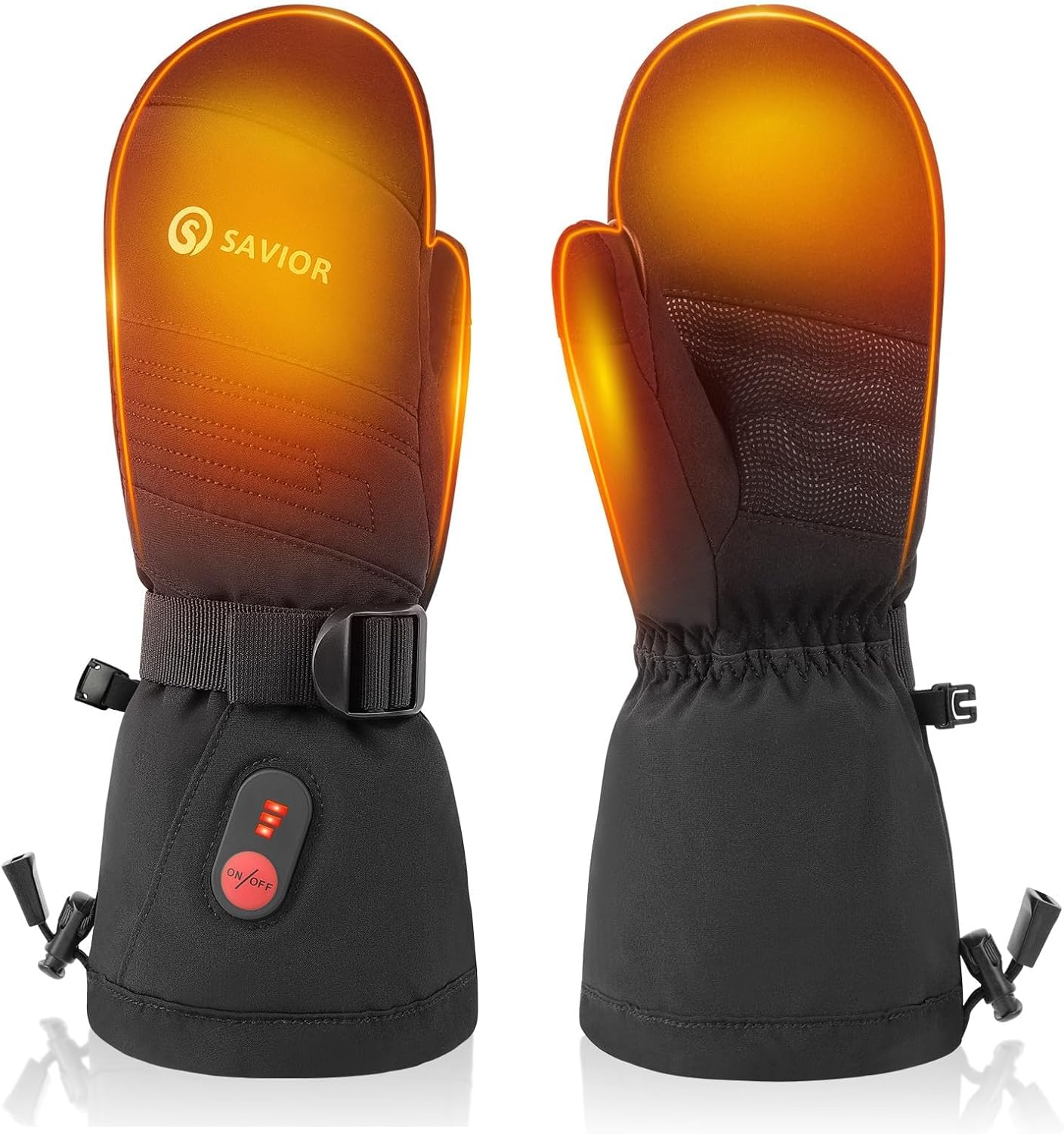 SAVIOR HEAT Heated Gloves, 3-Heating Levels Rechargeable Heated Ski Gloves for Men & Women, Touchscreen Water-Resistant 7.4V 2200mAh Electric Hand Warmers, Ideal for Skiing, Snowboarding, Working