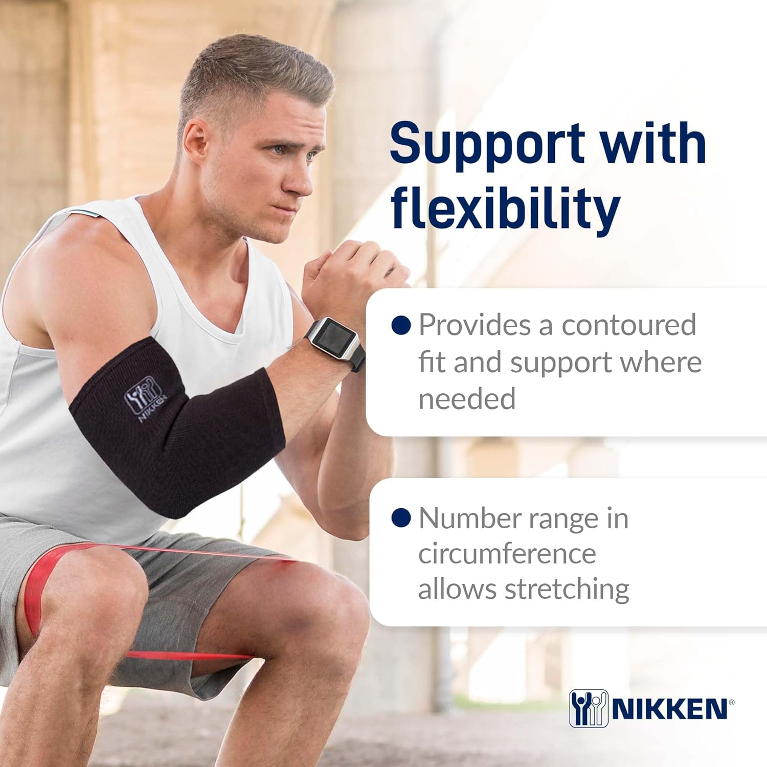 Nikken KenkoTherm - Elbow Wrap Large 1833 - Golf, Tennis, Gym Support Band for Men and Women - Contoured Fit, Sports and Hand Washable