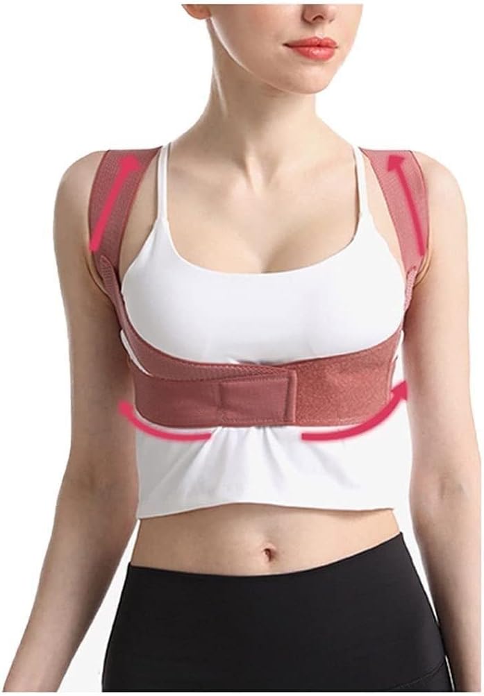 Posture Corrector Women Gathered Chest Support Clavicle Back Brace Adjustable Breathable Back Support Providing Pain Relief Shoulder, Neck Back Posture (Color :, Size : Large) (Medium)