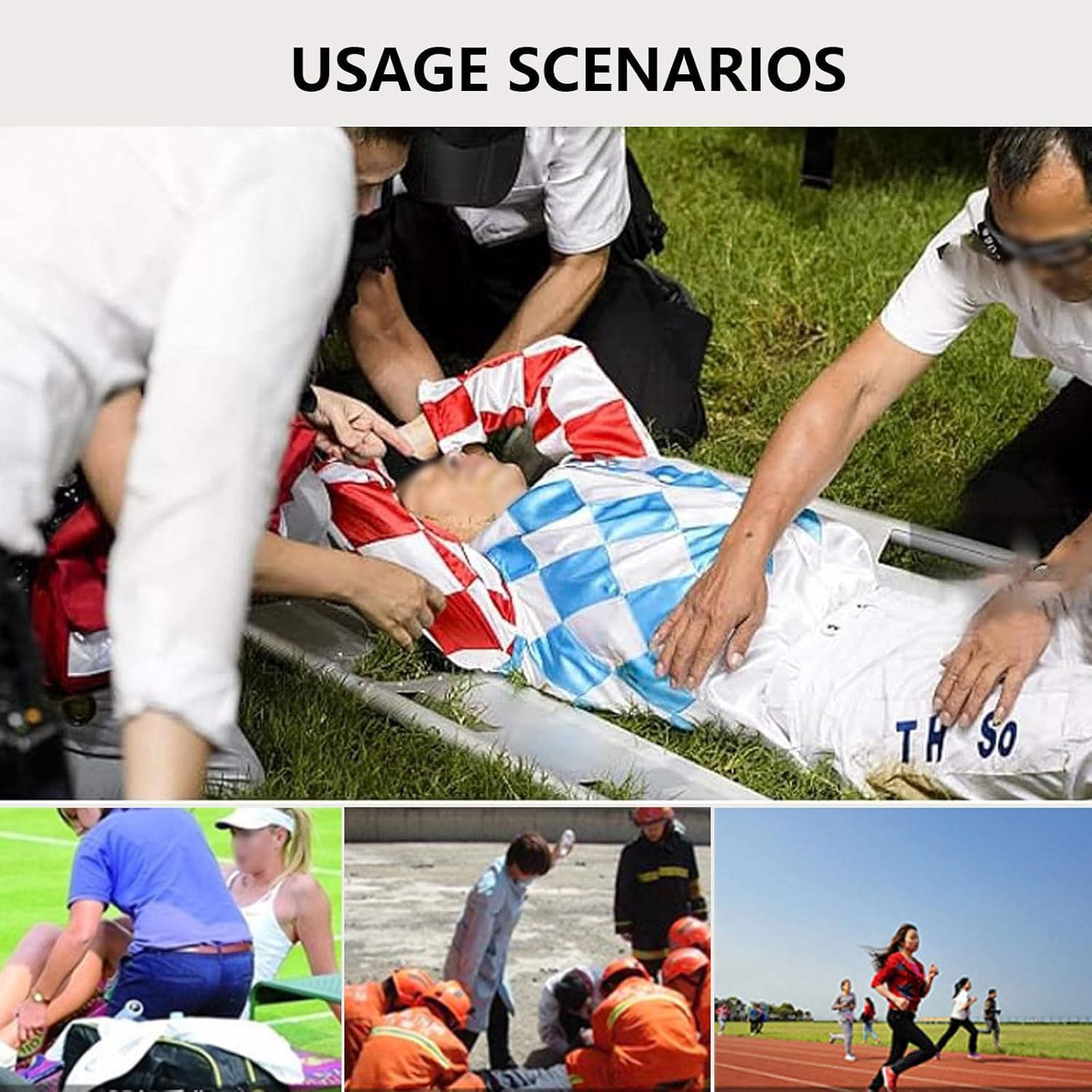 Adjustable Length Aluminum Alloy Scoop Stretcher Foldable Medical Stretcher with Safety Strap Left Right Sides Can Be Separated Suitable for Accident Scenes and Sudden Illnesses Yellow