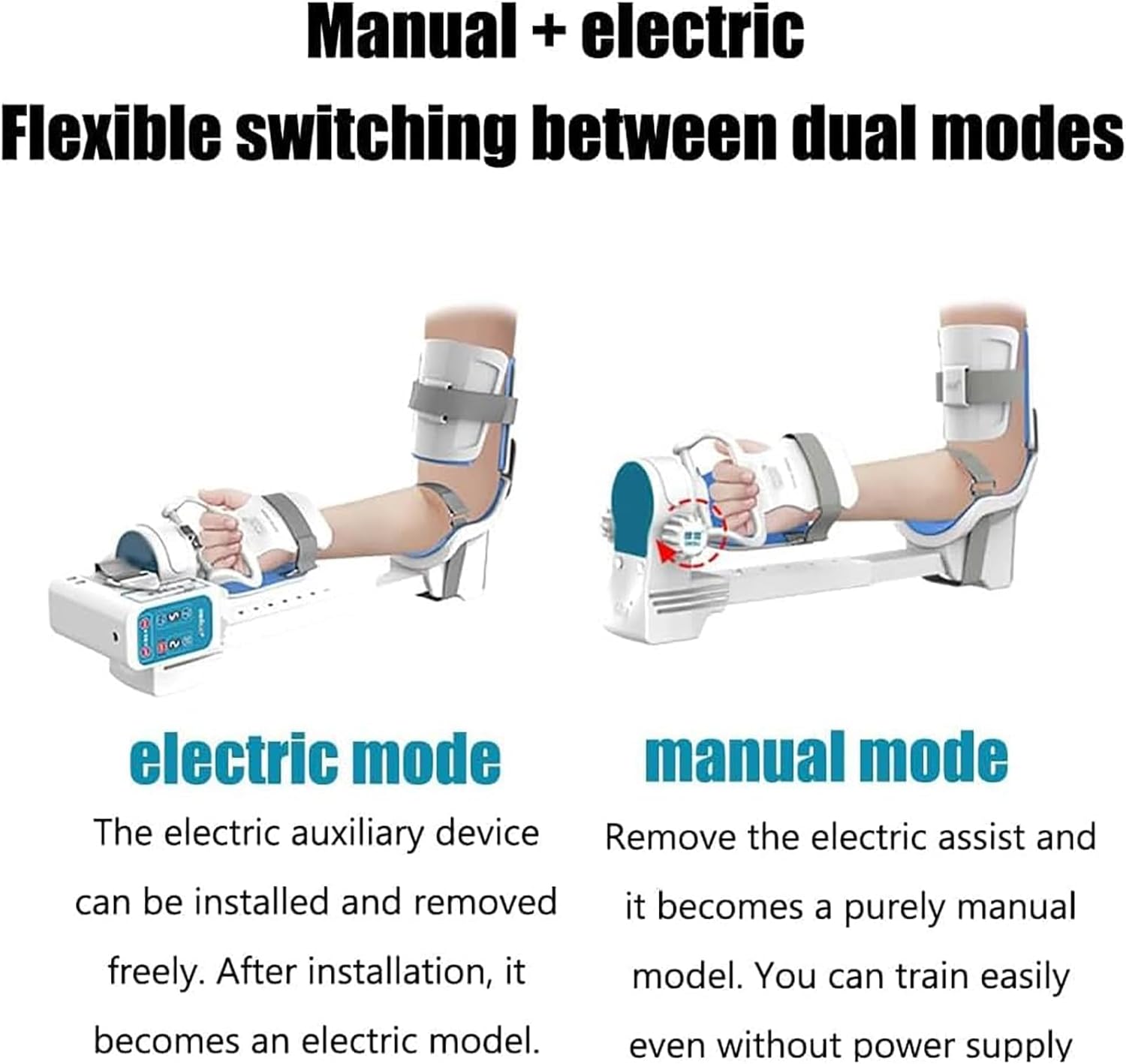 Electric Elbow and Wrist Joint Brace Arm Exerciser, 9 Levels of Strength and 3 Levels of Speed Adjustable, 120° Spin Angle, for Hemiplegia, Fracture
