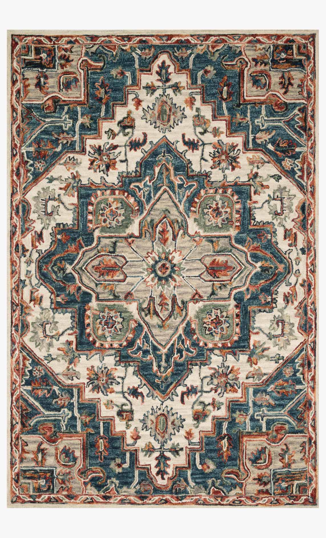 Loloi Victoria Collection - Traditional Hooked Rug in Blue & Red (VK-16)
