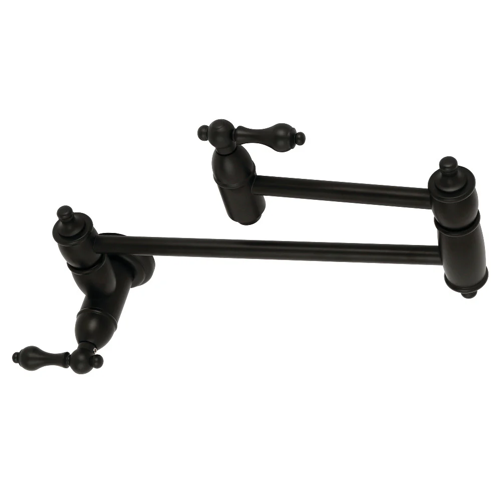 Kingston Brass Restoration Wall Mount Pot Filler Faucet, Matte Black (KS3100AL)