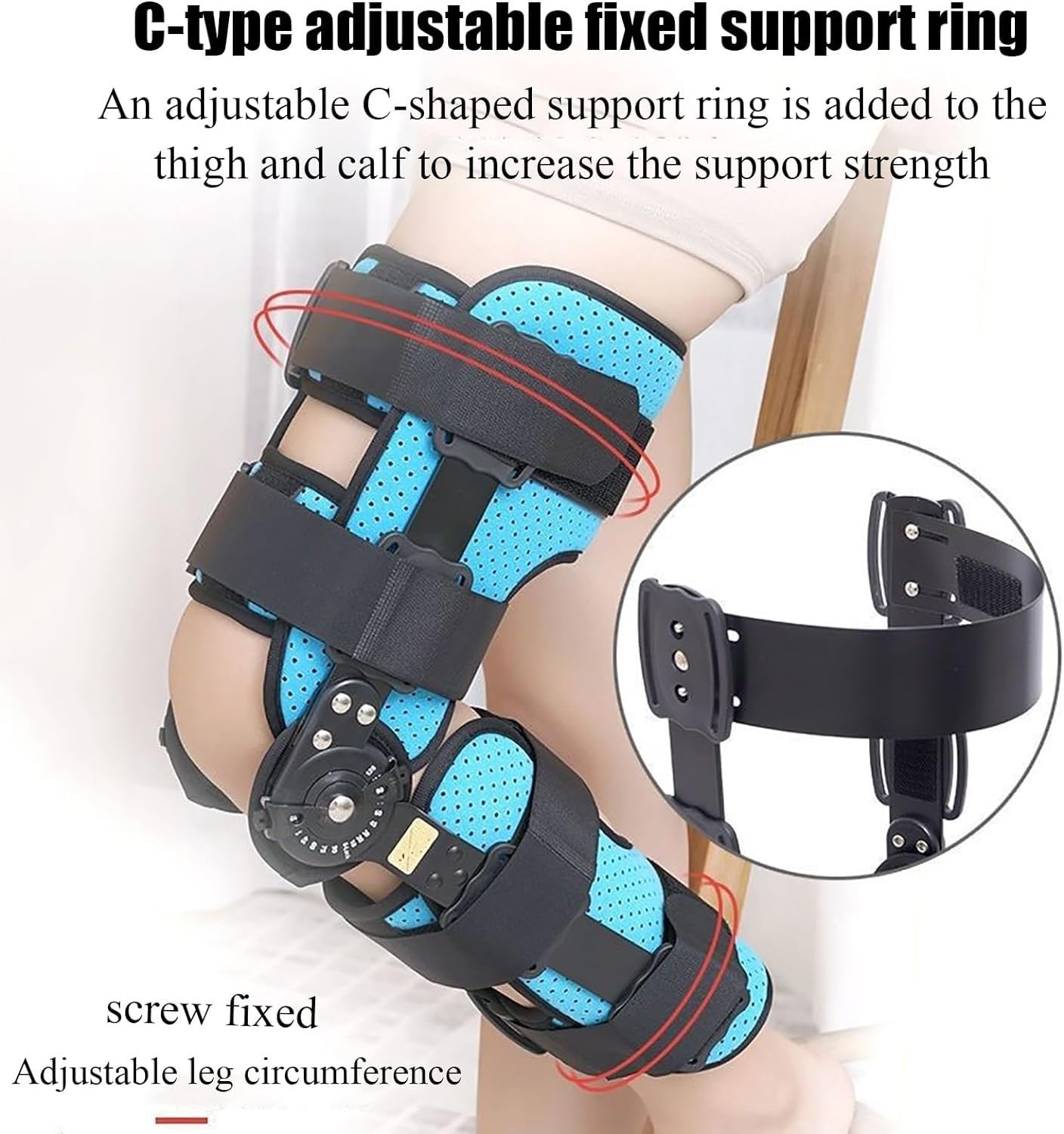 Knee Immobilizer Brace Adjustable Knee Fixation Brace Multiple Fixed 0°-120° Angle Adjustment Adjustable Strap Length Breathable Inner Lining For Recovery After Injury Or Surgery (Size : Left leg)