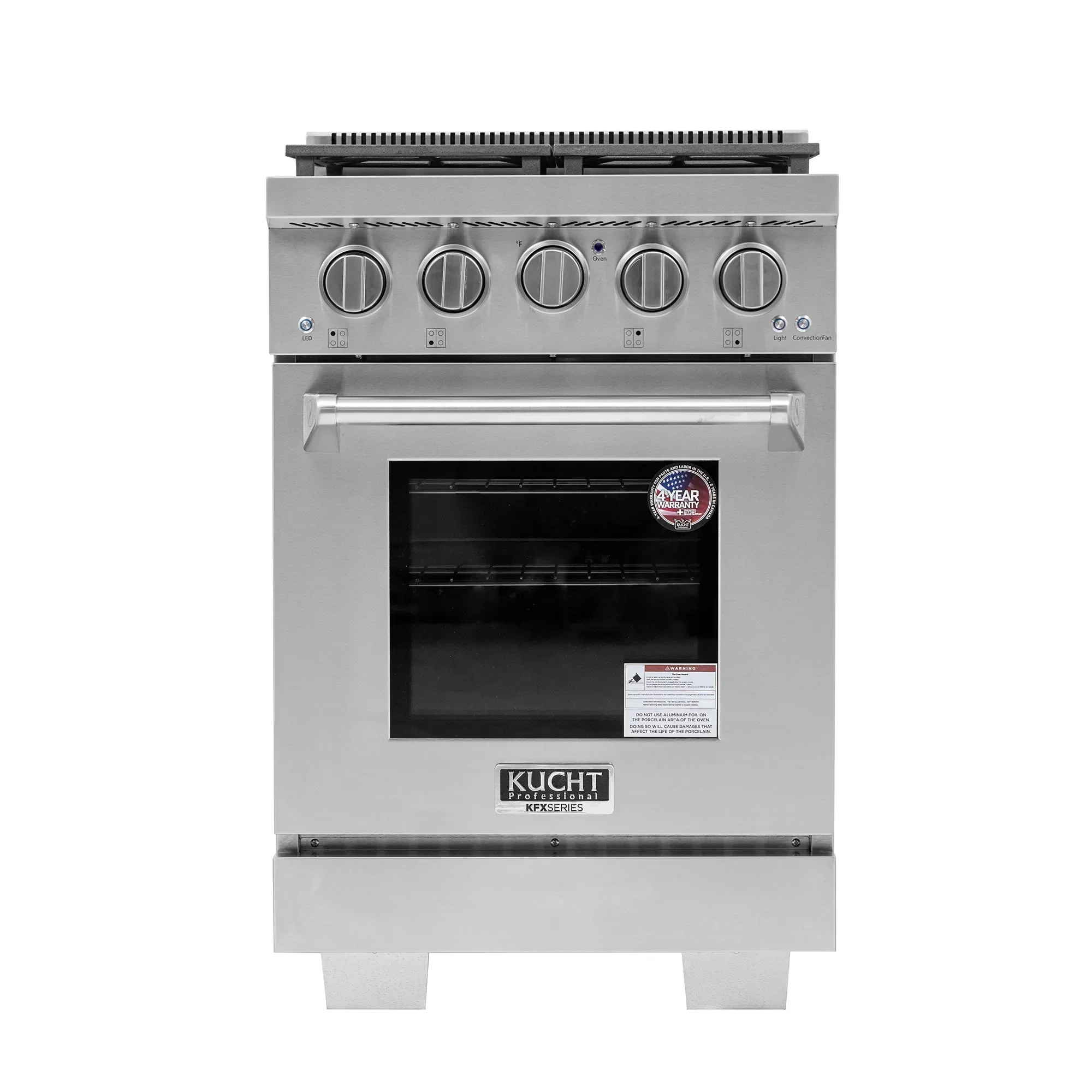 Kucht Professional 24-Inch Propane Gas Range with 2.5 cu. ft. Oven in Stainless Steel with True Simmer Burners (KFX2400X/LP-S)