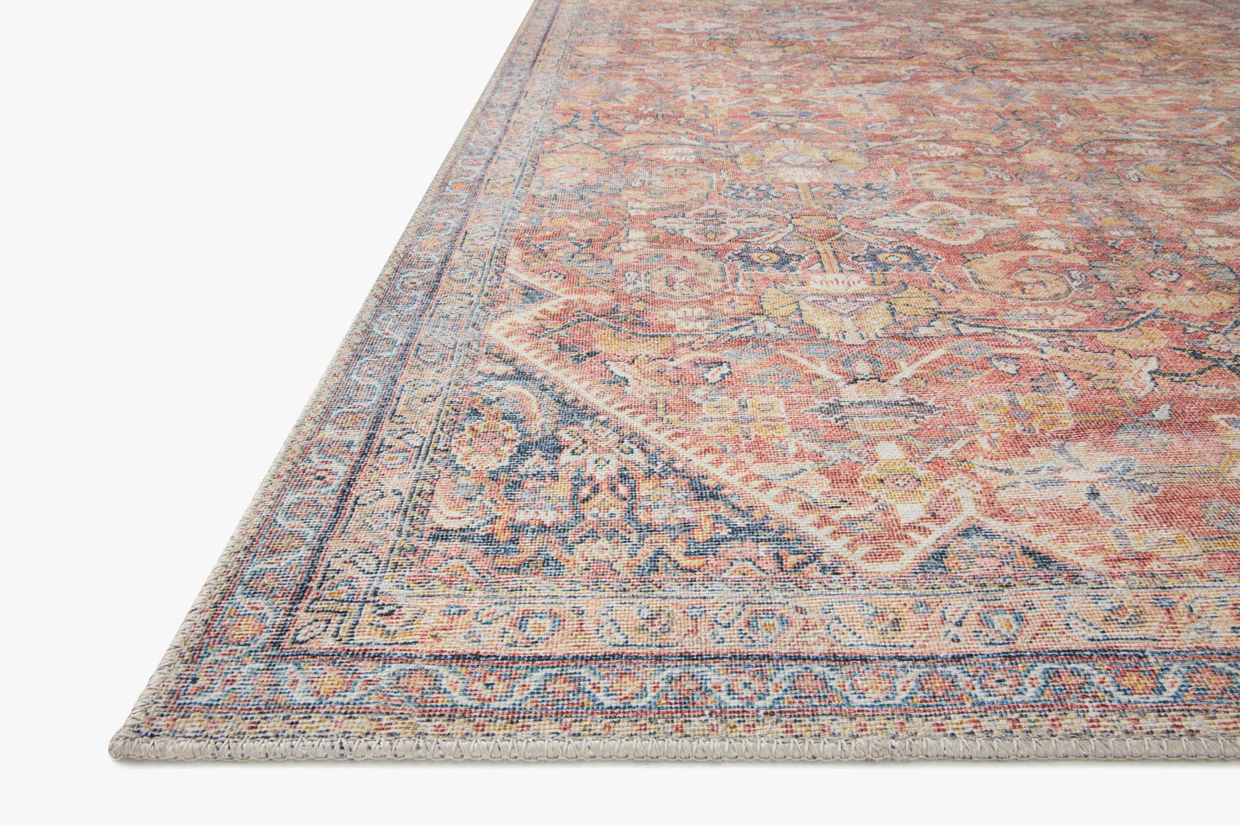 Loloi II Adrian Collection - Traditional Power Loomed Rug in Rust & Denim (ADR-02)