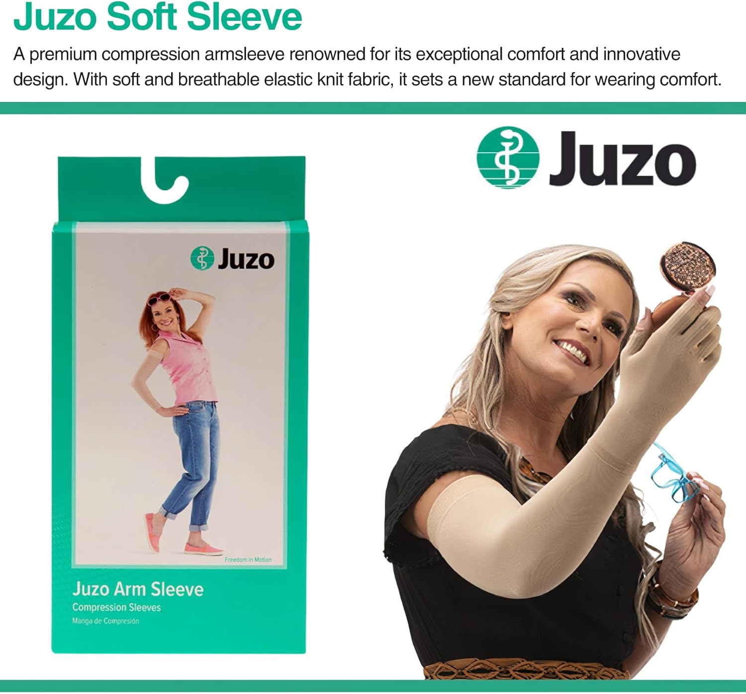 Juzo Soft Compression Arm Sleeve 30-40 mmHg, Silicone Dot Band | Compression Arm Sleeves for Men/ Women for Severe Lymphedema and Lipo-Lymphedema Treatment