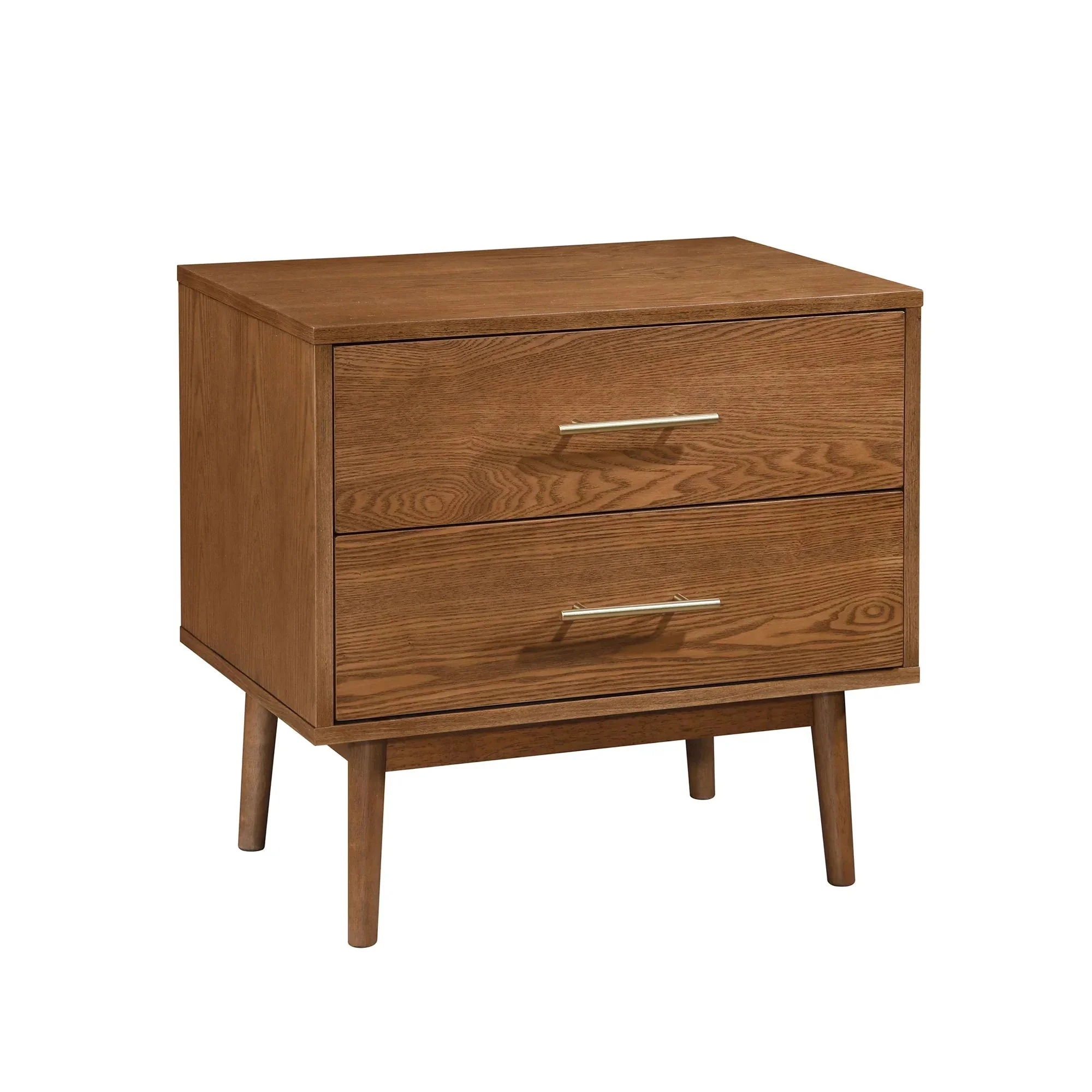 Parrot Uncle Tromso Mid-Century Modern 23-Inch Nightstand with 2-Drawer and Round Tapered Legs in Walnut (FM7220WN-N-PU)
