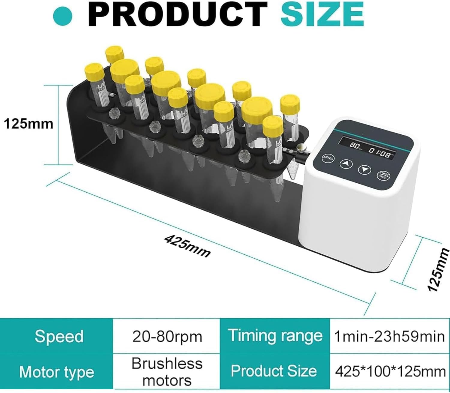Electric Rotary Mixer with Adjustable Speed and Timing, 7 Clamps Included, Ideal for Medical and Agricultural Laboratory Use