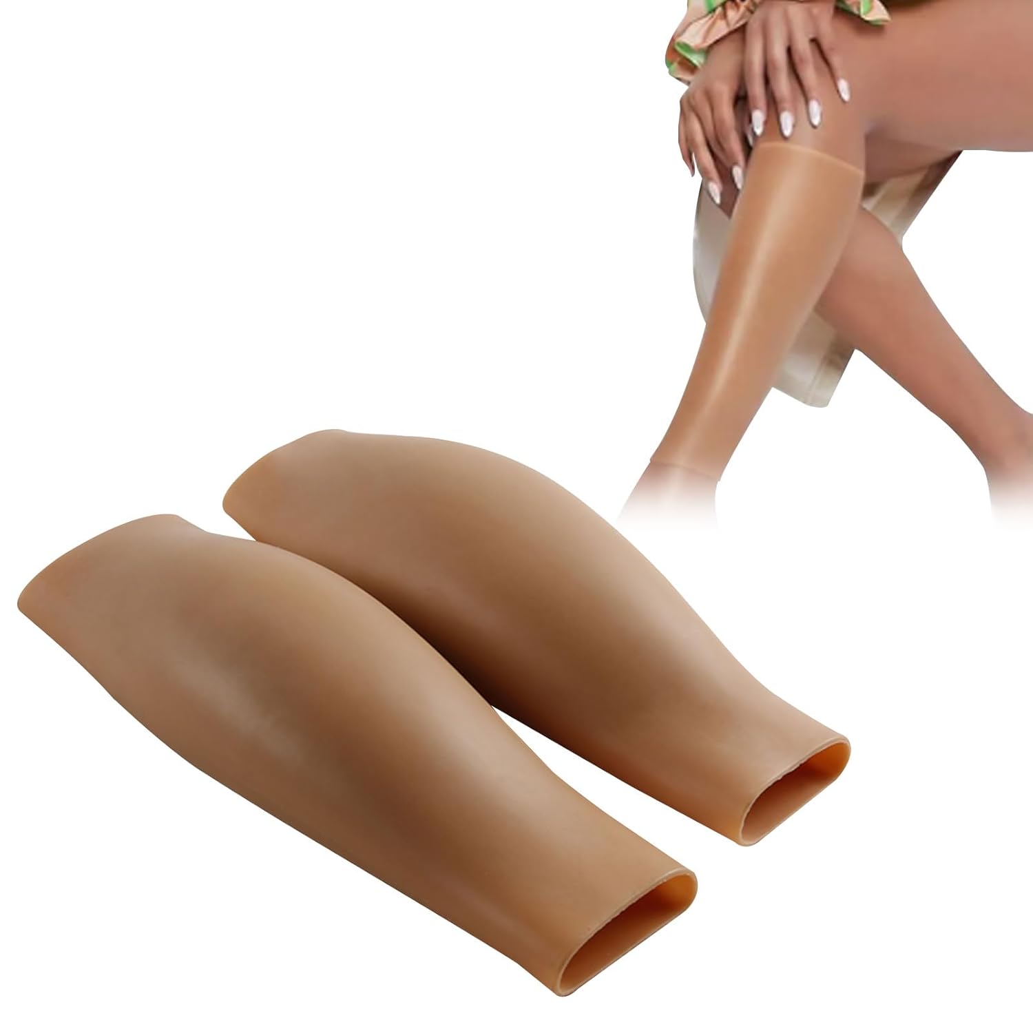 1 Pair Silicone Calf Pads Leg Arm Enhancer Calf Corrector Artificial Cover Scar Birthmark for Thin Skinny Crooked Legs,Color 2,M