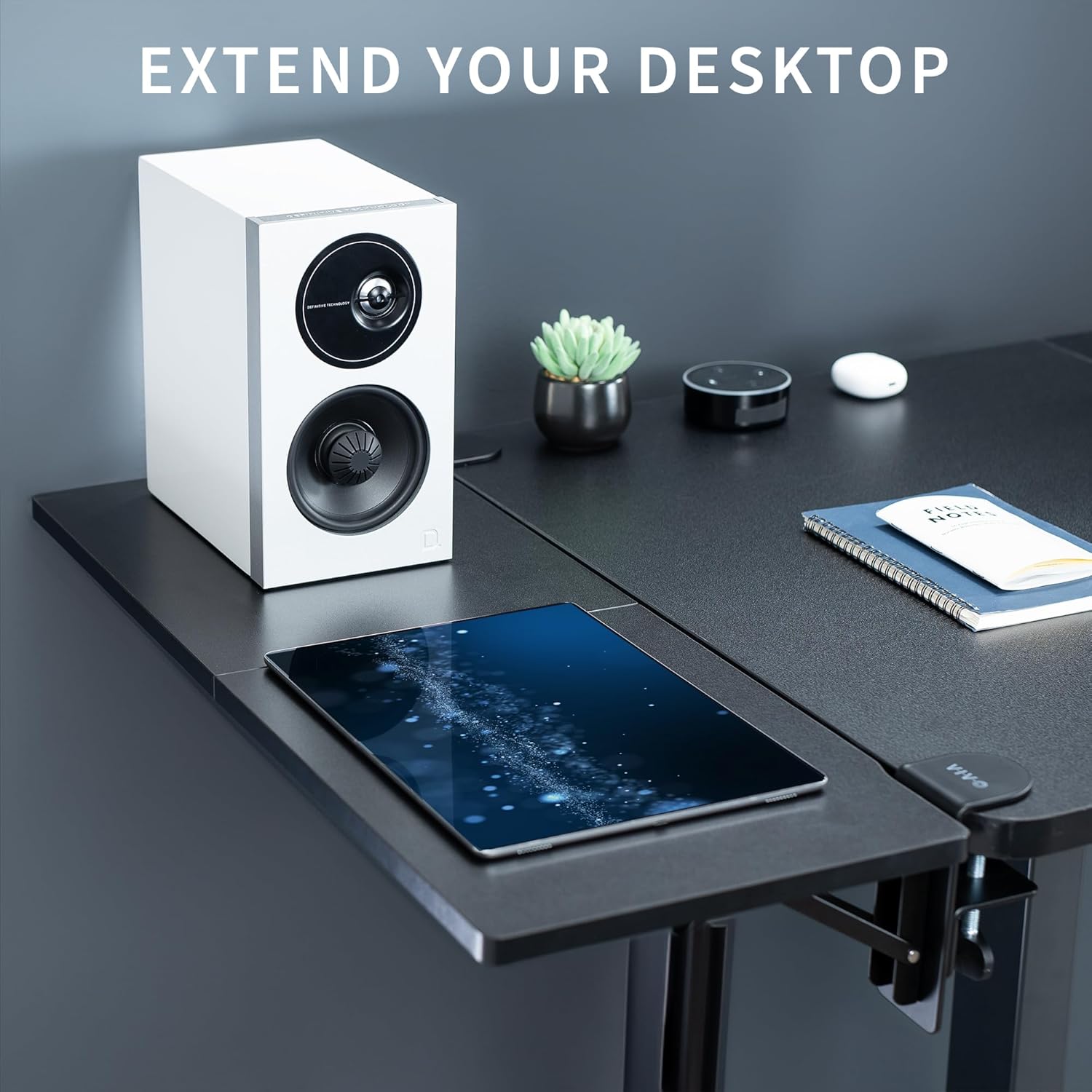 VIVO Clamp-on 30 x 12 inch Foldable Desk Extender, Wrist Support Arm Rest, Office Keyboard Tray, Side Table Extension Attachment, Black, DESK-EXT30