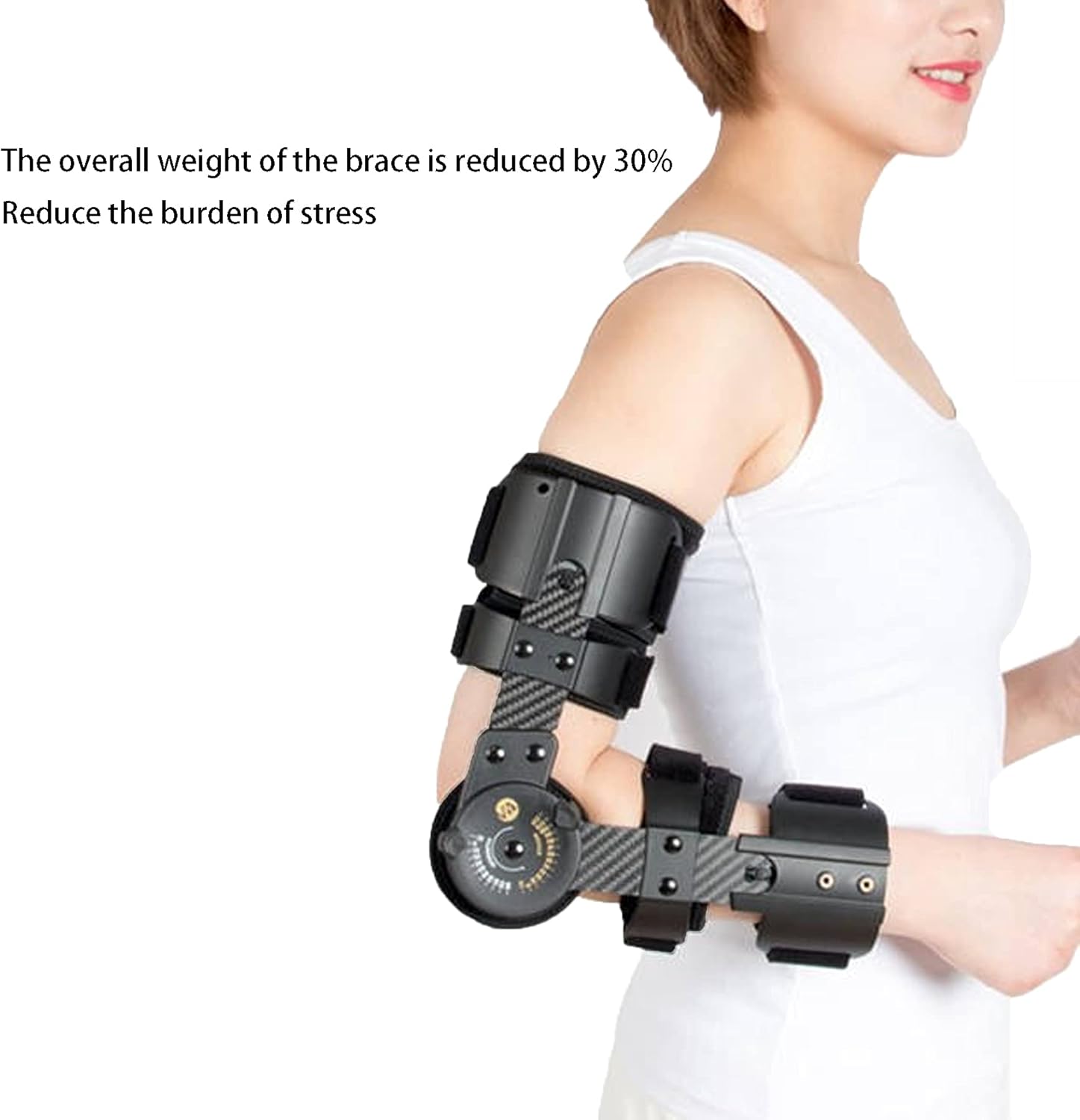 ROM Hinged Elbow Brace Adjustable Post Op Elbow Brace for Ligament and Tendon Repairs and Dislocations Stabilizer ​Splint Arm Injury Recovery Support Hinged Support Sling,Right