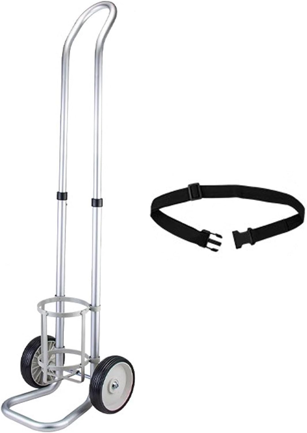 Medical Oxygen Tank Dolly Cart, Lightweight Aluminum Adjustable Trolley for Hospital and Clinic Use, Durable Cylinder Holder,Diameter: 146mm
