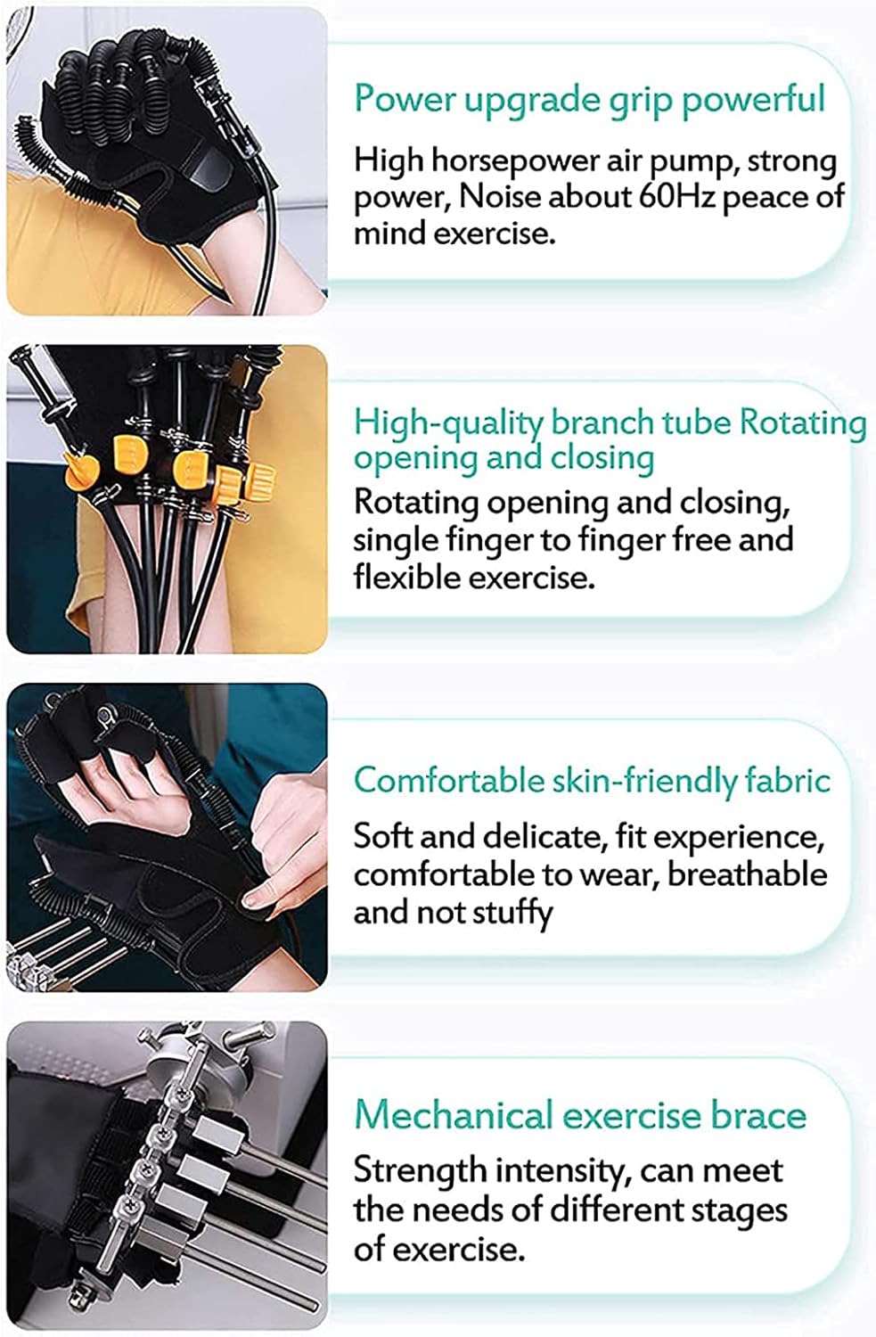 Nerve Massager Manual Training Exercise Five Fingers Rehabilitative Orthoses Soft Resting Hand Splint for Flexion Contracture,Left,S