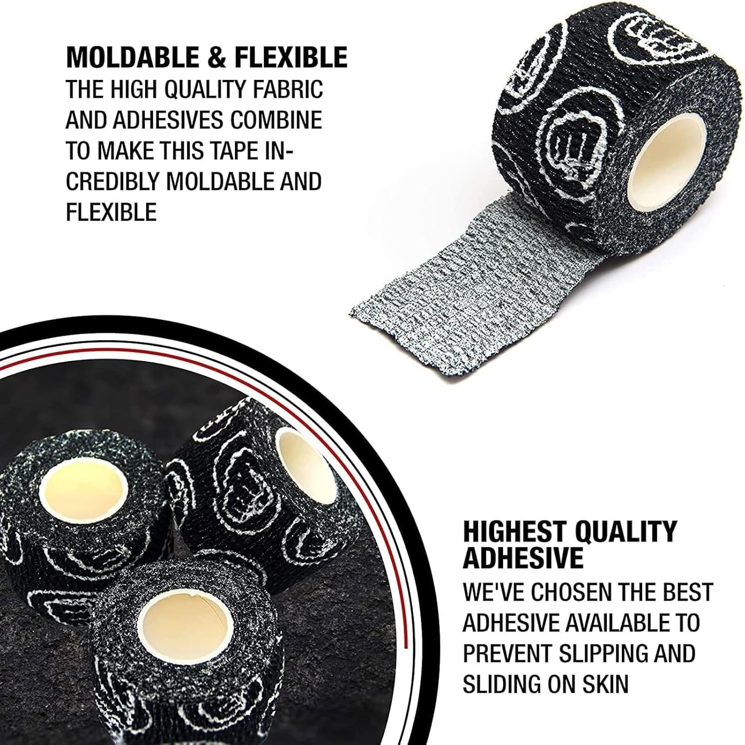 WOD Nation Flexible Hook-Grip Athletic Tape – Easy-Tear, Sweat-Proof Thumb & Finger Strips for Weightlifting