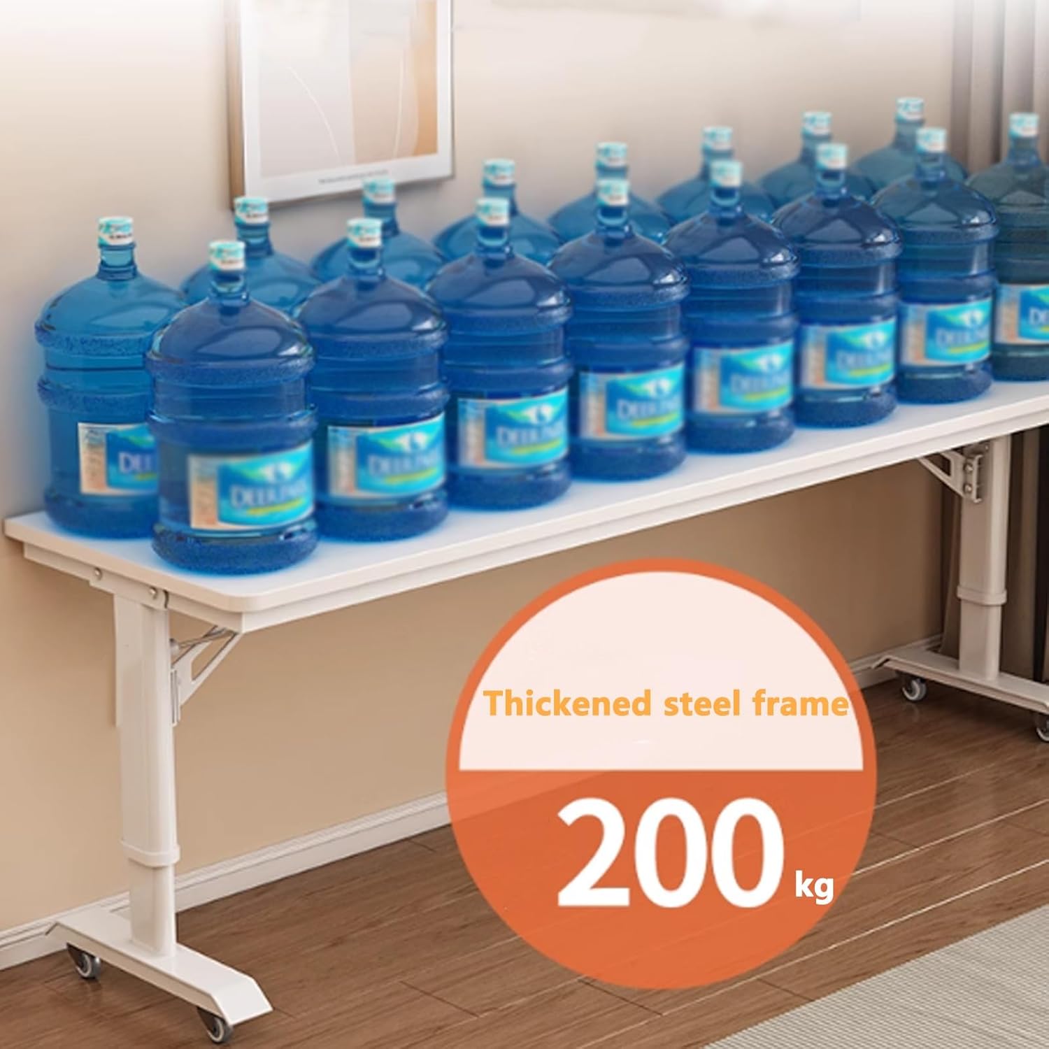 Adjustable Height Over Bed Table with Wheels, Mobile Hospital Overbed Table, Standing Workstation Laptop Cart, Overbed Bedside Desk for Eating and Laptops(White+Black,240x40cm/94x16)