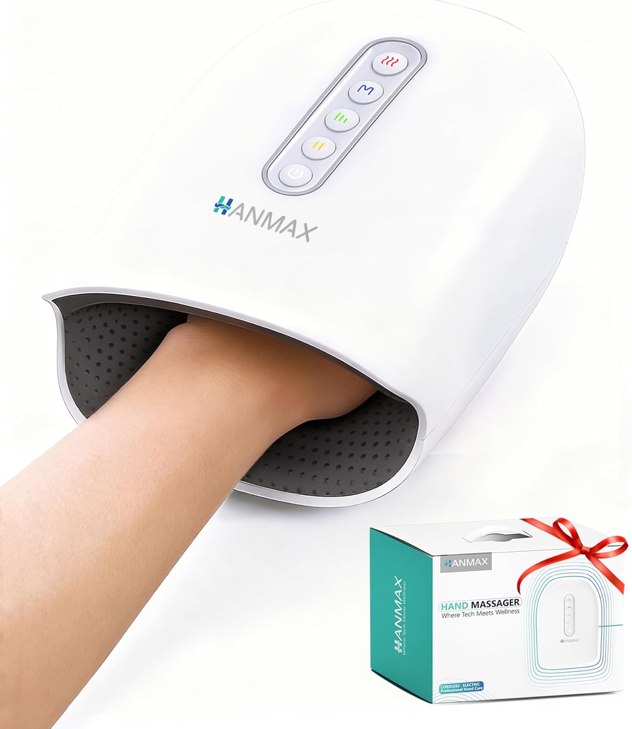 HANMAX Hand Massager with Heat and Compression - for Arthritis & Carpal Tunnel, Portable Gift for Women/Men