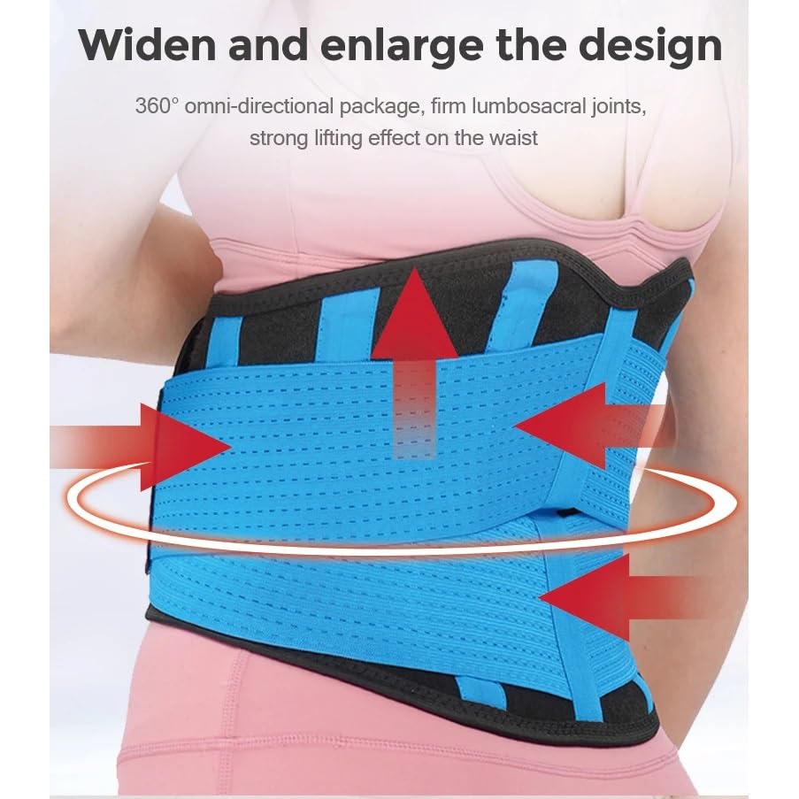Lower Back Brace Lumbar Support Belt Compression Weight Lifting Adjustable Straps Unise(M)