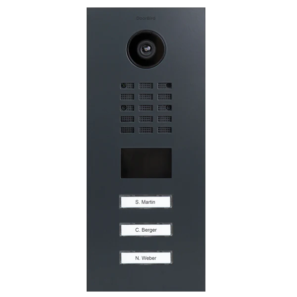 DoorBird D2103V IP Video Door Station, 3 Call Button in Anthracite Grey, RAL 7016